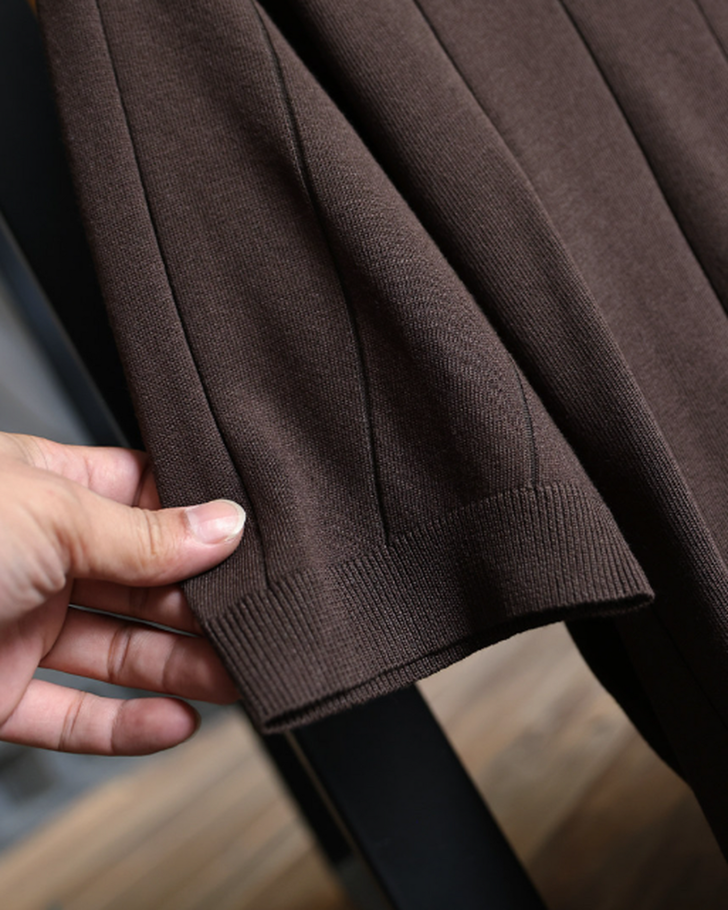 Smart-Casual Vertical-Stripe Knit Relaxed T-Shirt 4color 【ACT0101】