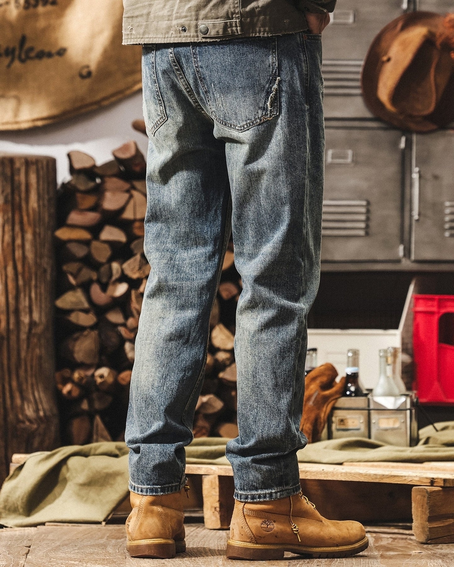 damage detail loose tapered denim pants 【ACT0221】