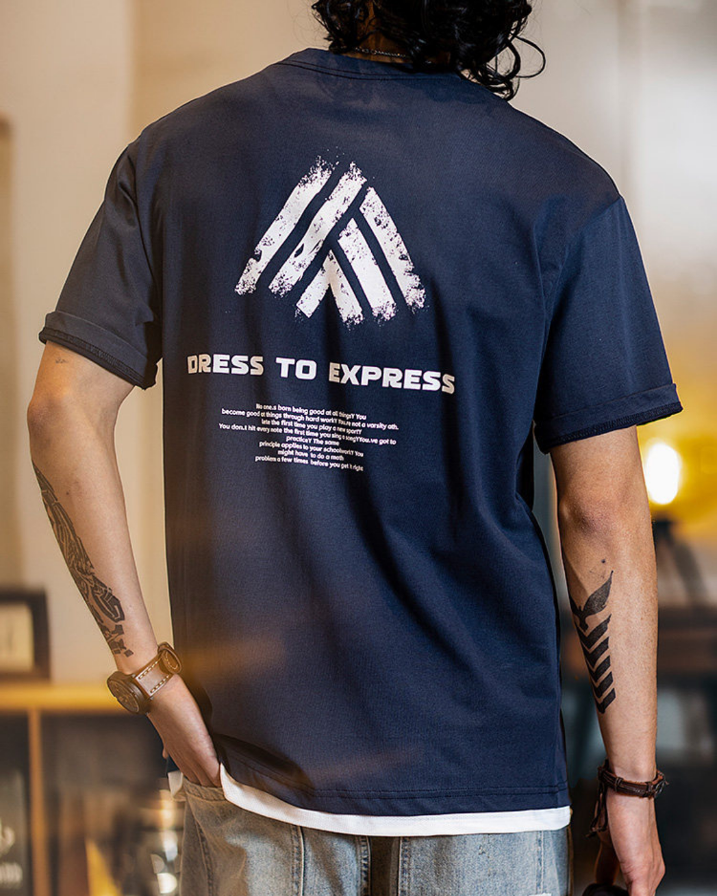 Back logo print t-shirt 4color 【ACT0057】