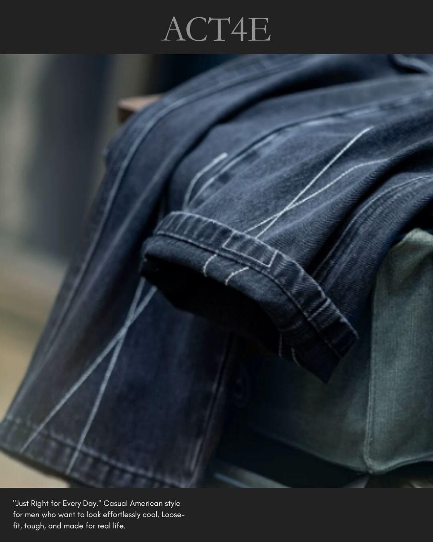 patch pocket wide denim cargo pants 【ACT0006】