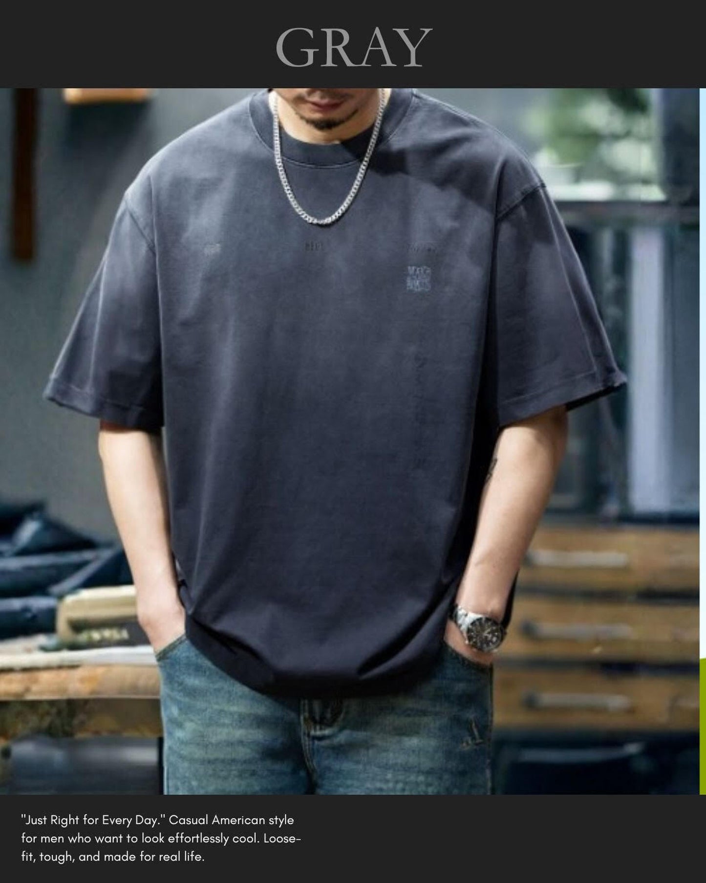 embroidered logo oversized t-shirt 2color 【ACT0032】