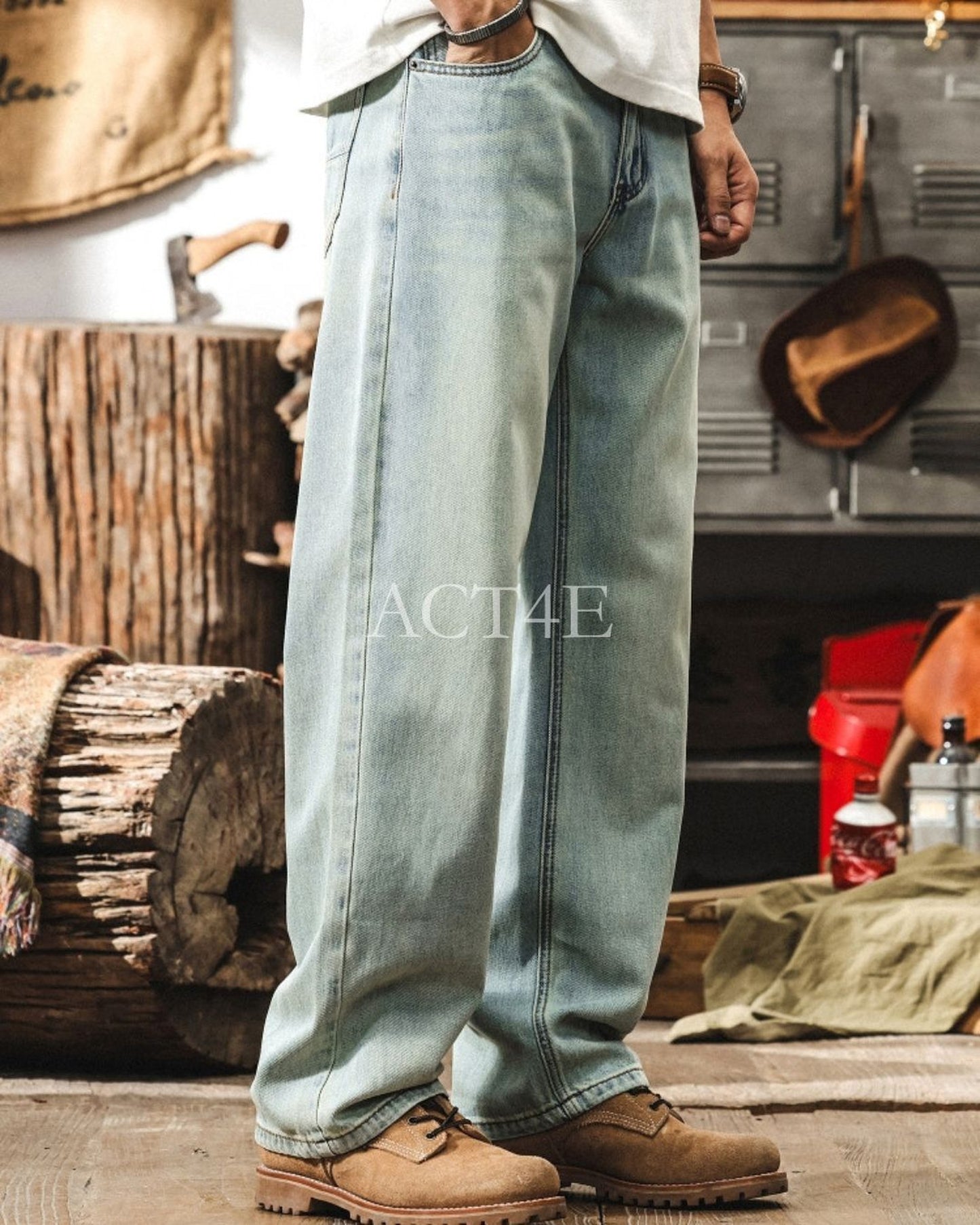 straight lyocell denim pants 【ACT0192】
