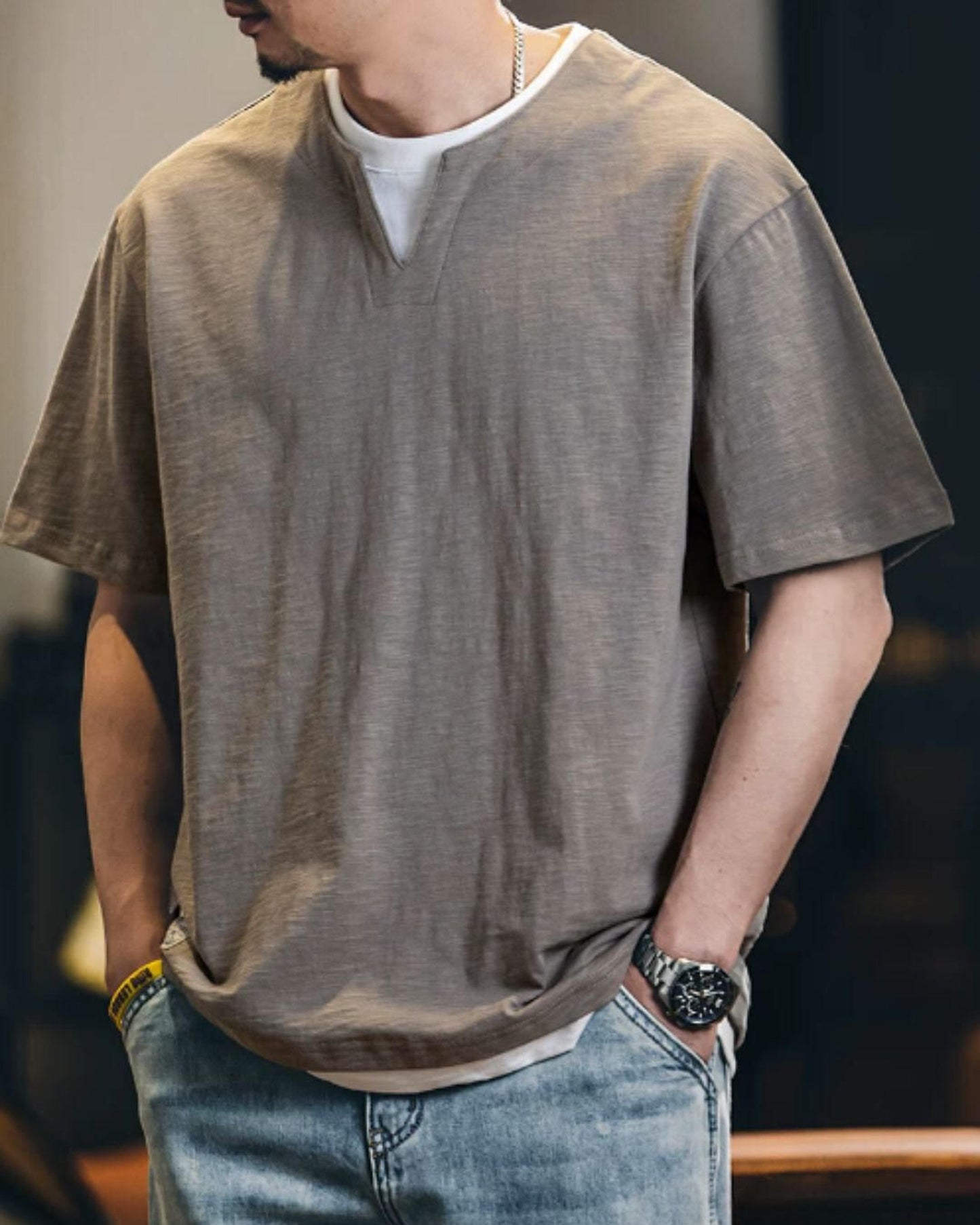 layered style short sleeve t-shirt 2color 【ACT0051】