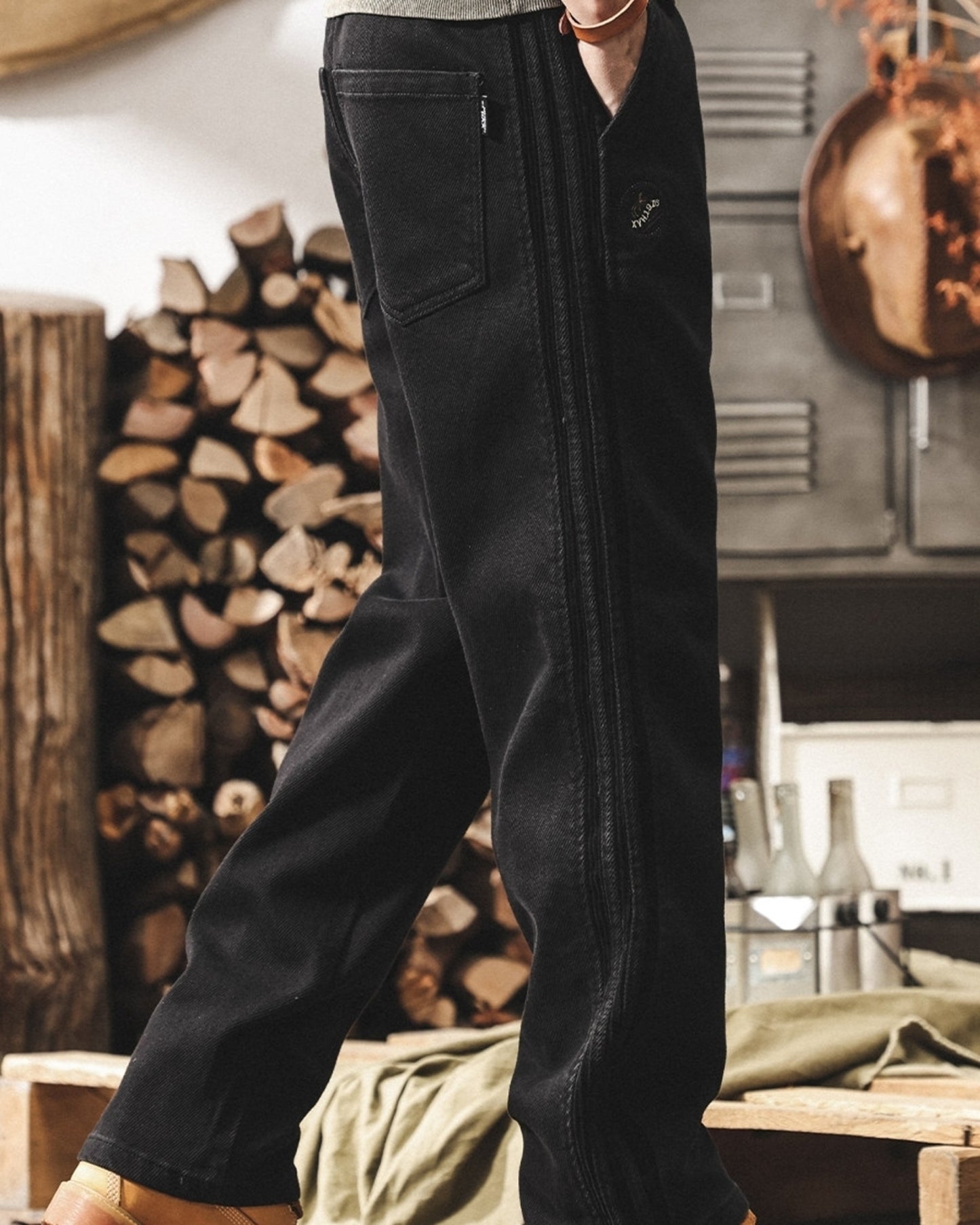side stripe straight denim pants 3colors 【ACT0176】