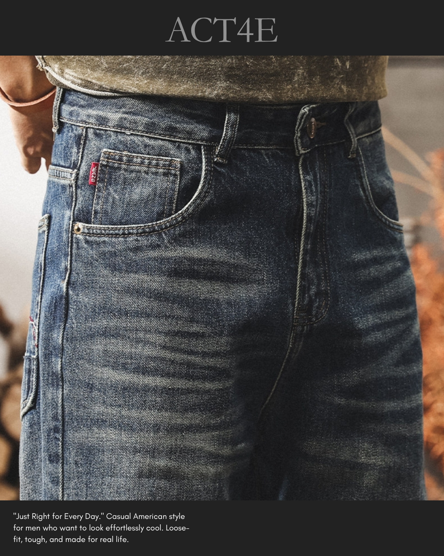 washed straight denim pants 【ACT0173】