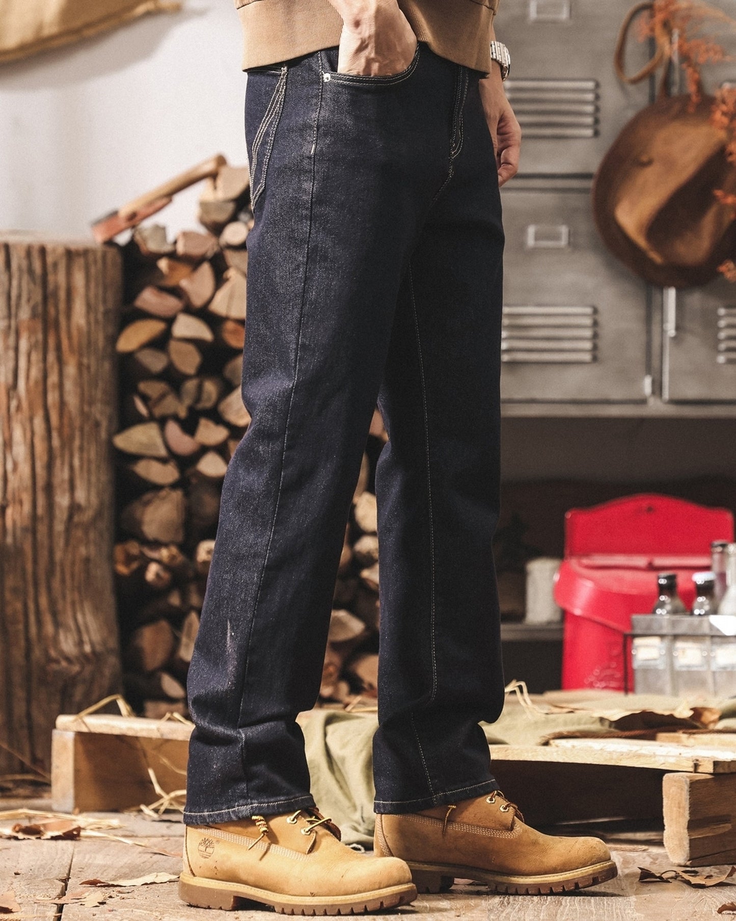 heavy vintage straight denim pants 【ACT0216】
