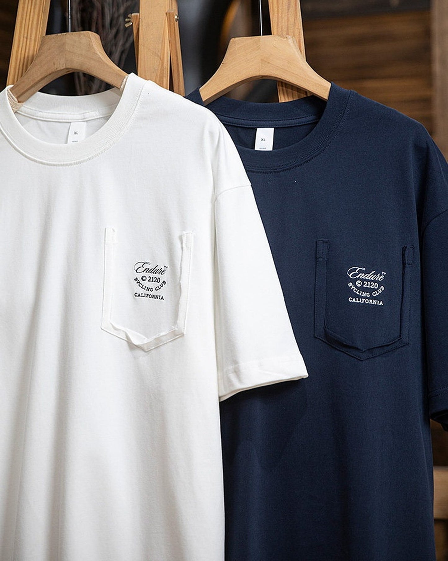 Chest-Pocket Loose Casual Letter-Print T-Shirt 2color 【ACT0079】