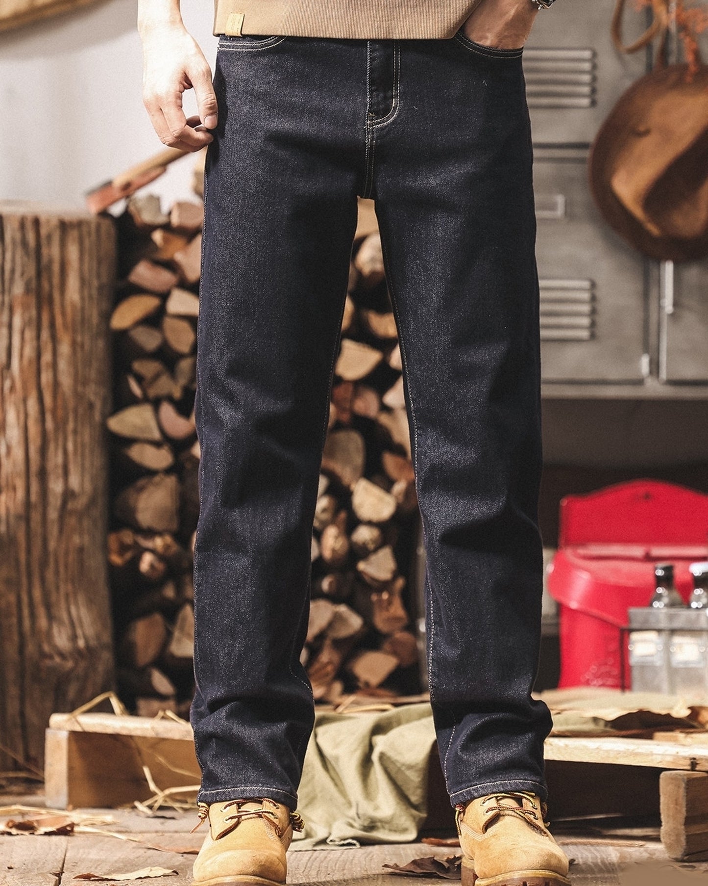 heavy vintage straight denim pants 【ACT0216】