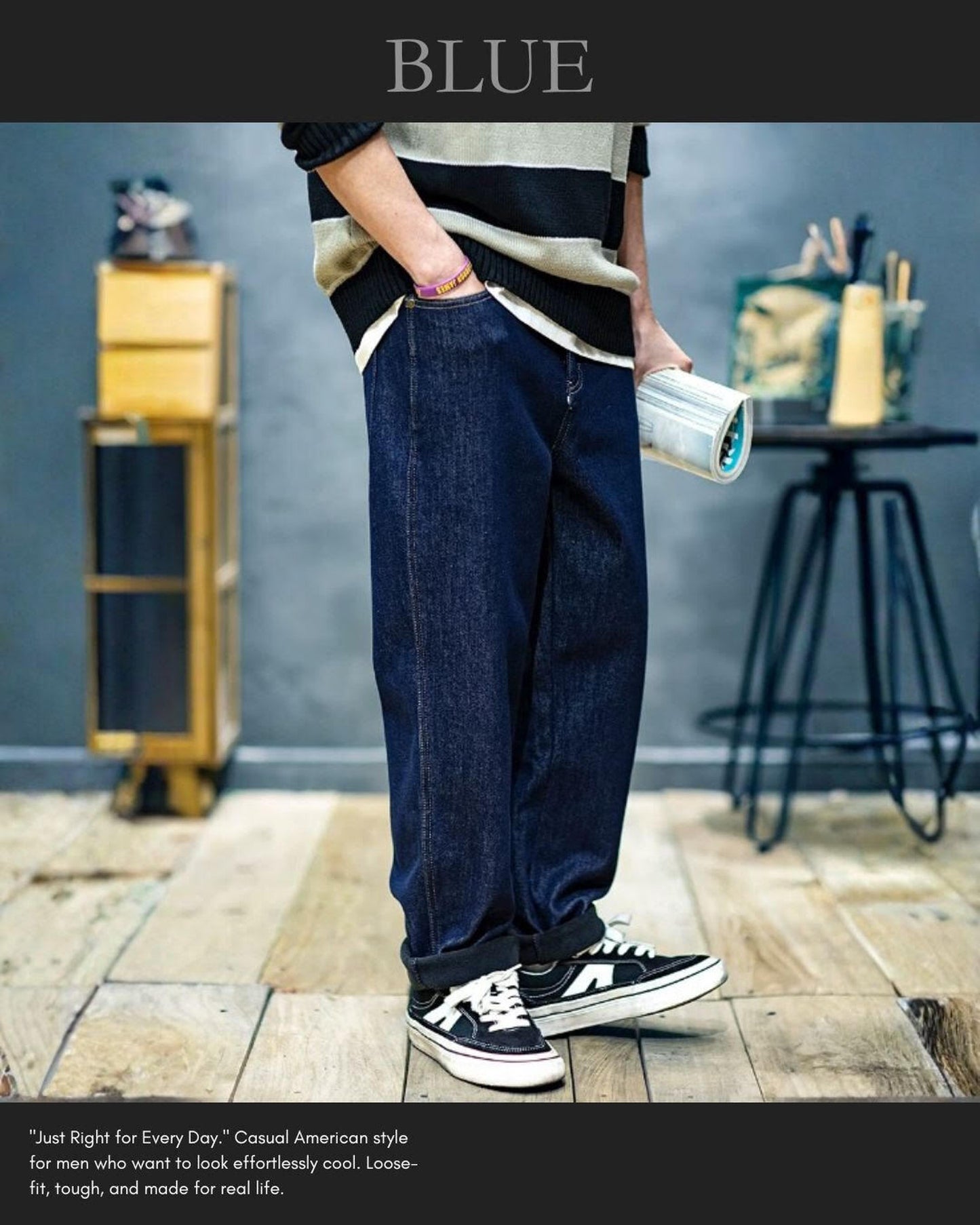 vintage straight denim pants 2color 【ACT0011】