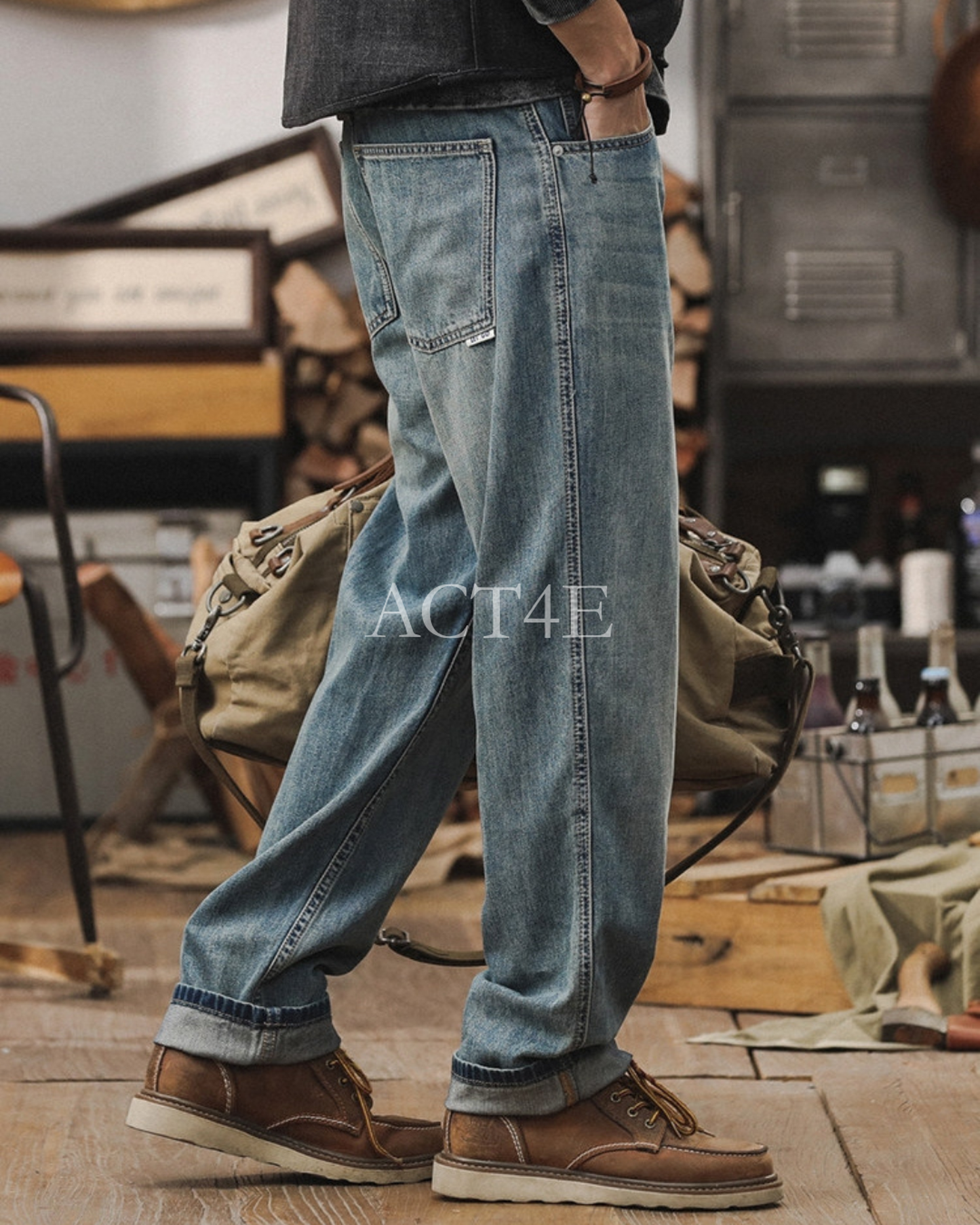 loose straight lyocell blend denim pants 【ACT0185】