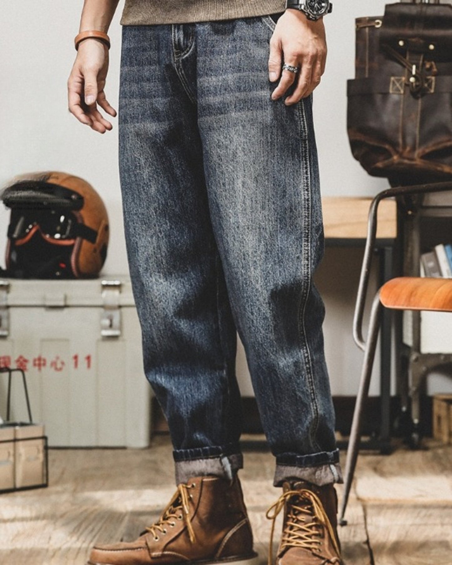 vintage wash loose wide denim pants 2colors 【ACT0219】