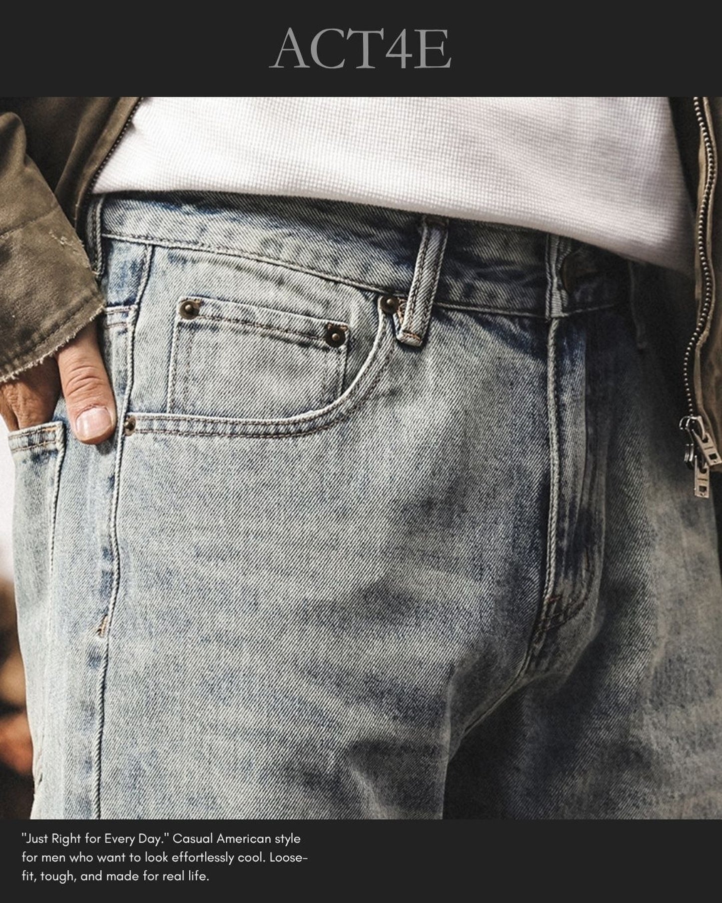 vintage wash straight denim pants 【ACT0193】