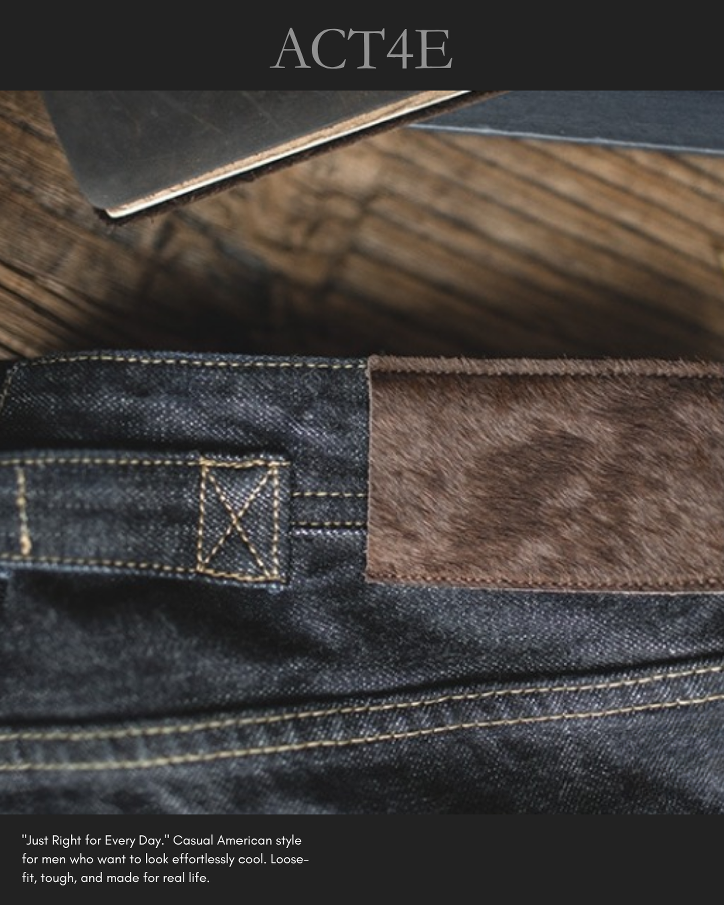 selvedge straight-leg denim pants 【ACT0142】