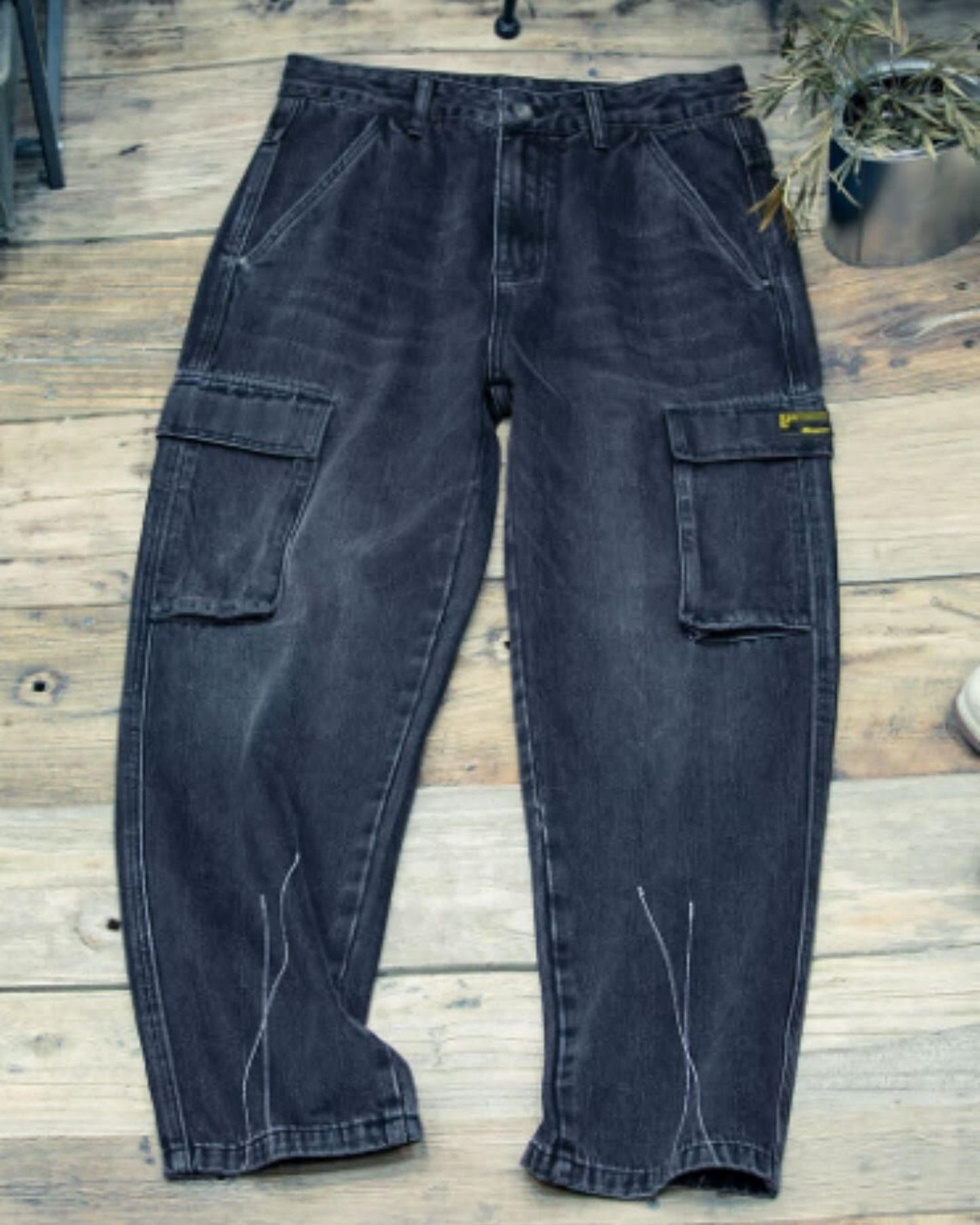 patch pocket wide denim cargo pants 【ACT0006】