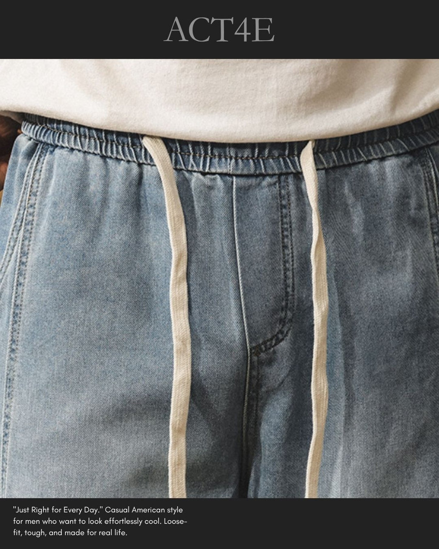 loose drawstring jogger denim pants 2colors 【ACT0188】