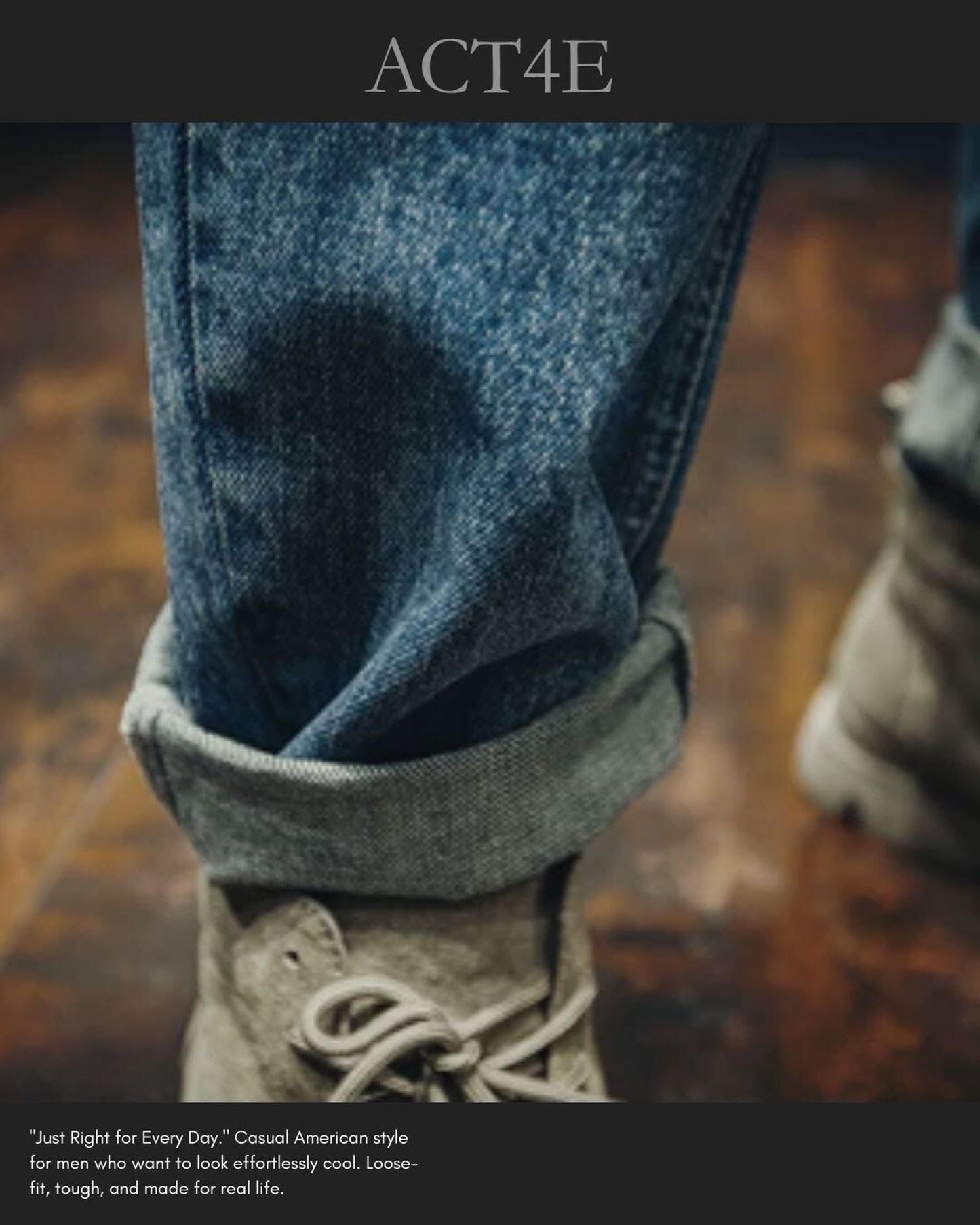 damage straight wide denim pants 【ACT0015】