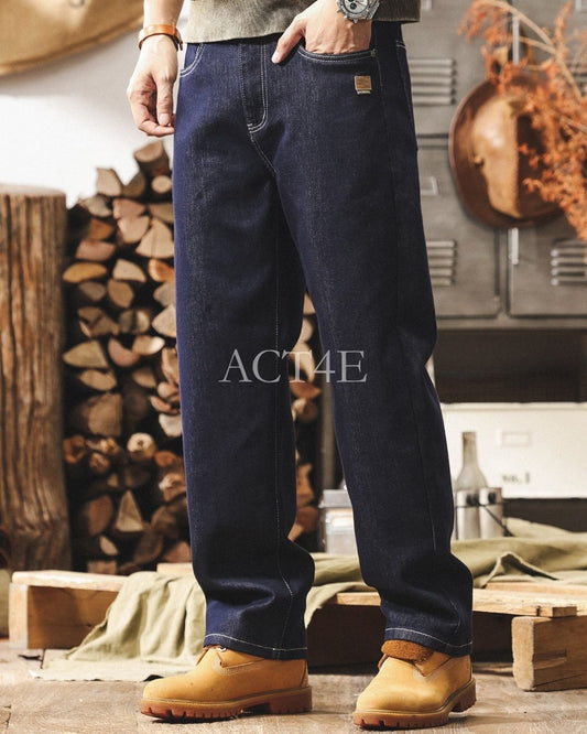 vintage raw wash straight denim pants 2color 【ACT0215】