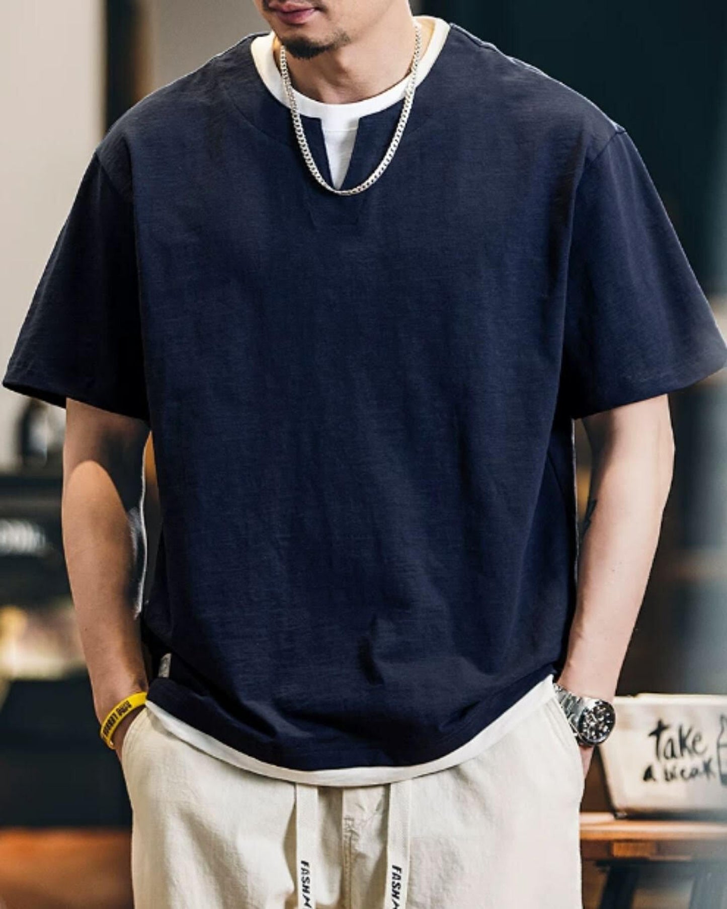 layered style short sleeve t-shirt 2color 【ACT0051】