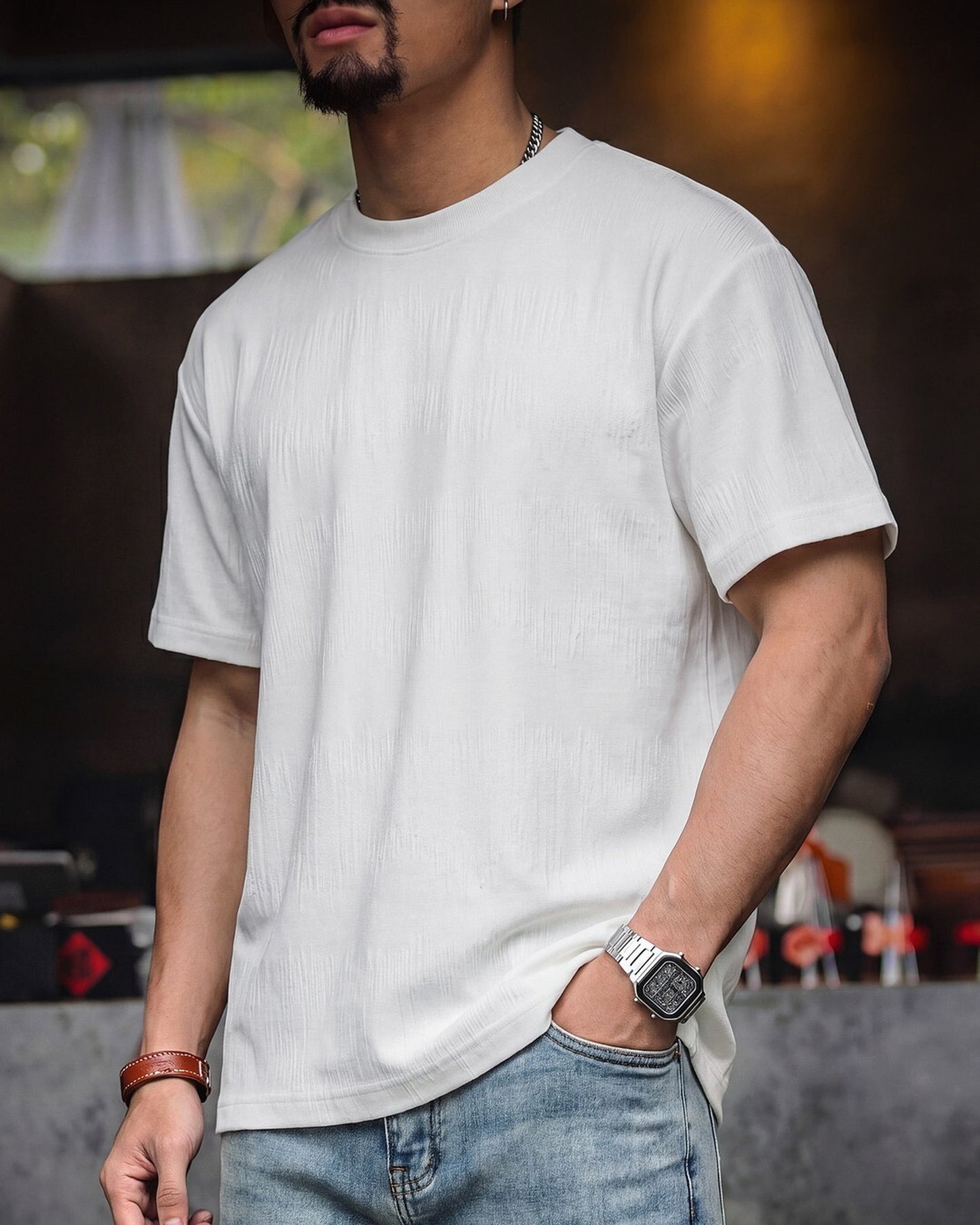 Casual Relaxed Textured Waffle T-Shirt 2color 【ACT0109】