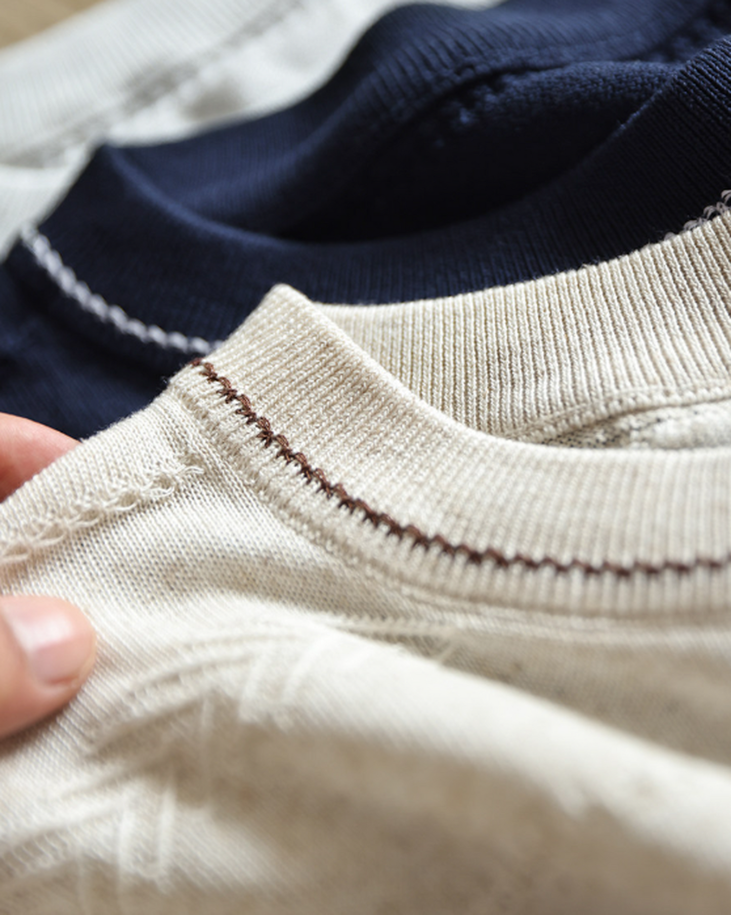 Pattern-Knit Contrast-Trim Loose Casual Knit-Shirt 3color 【ACT0086】