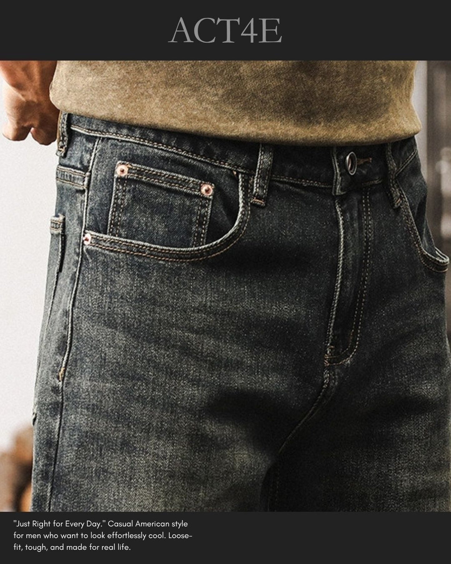 vintage relaxed straight denim pants 【ACT0200】