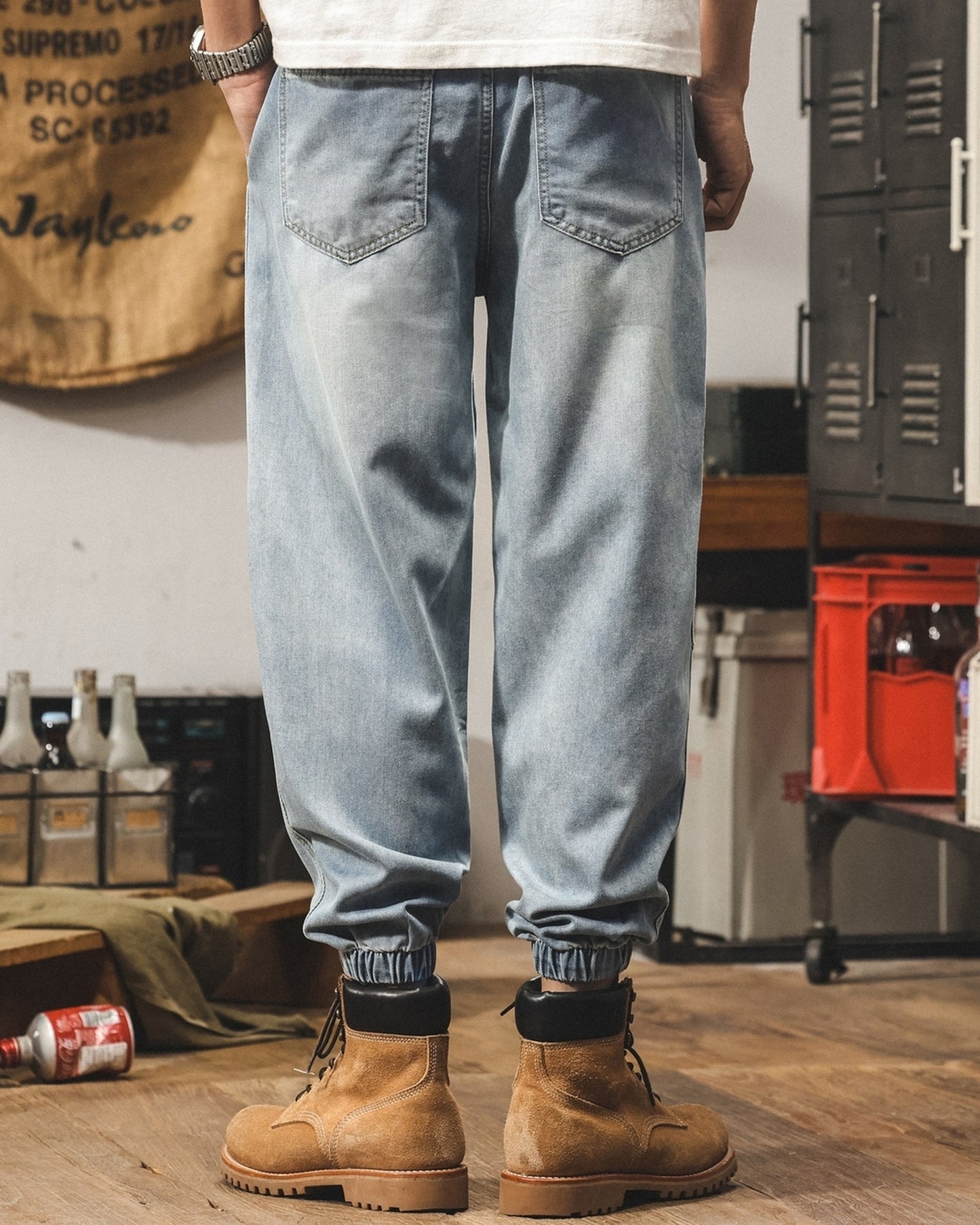 loose drawstring jogger denim pants 2color 【ACT0184】