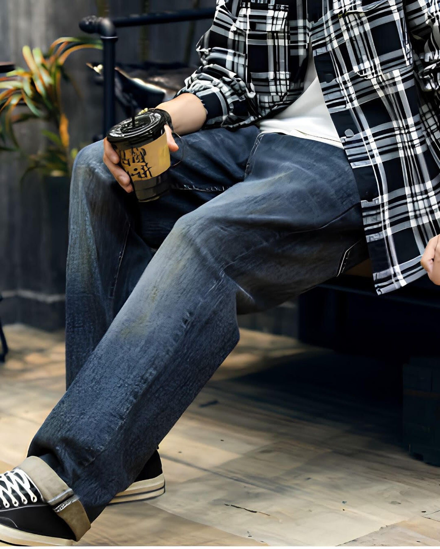 washed wide straight denim 【ACT0004】
