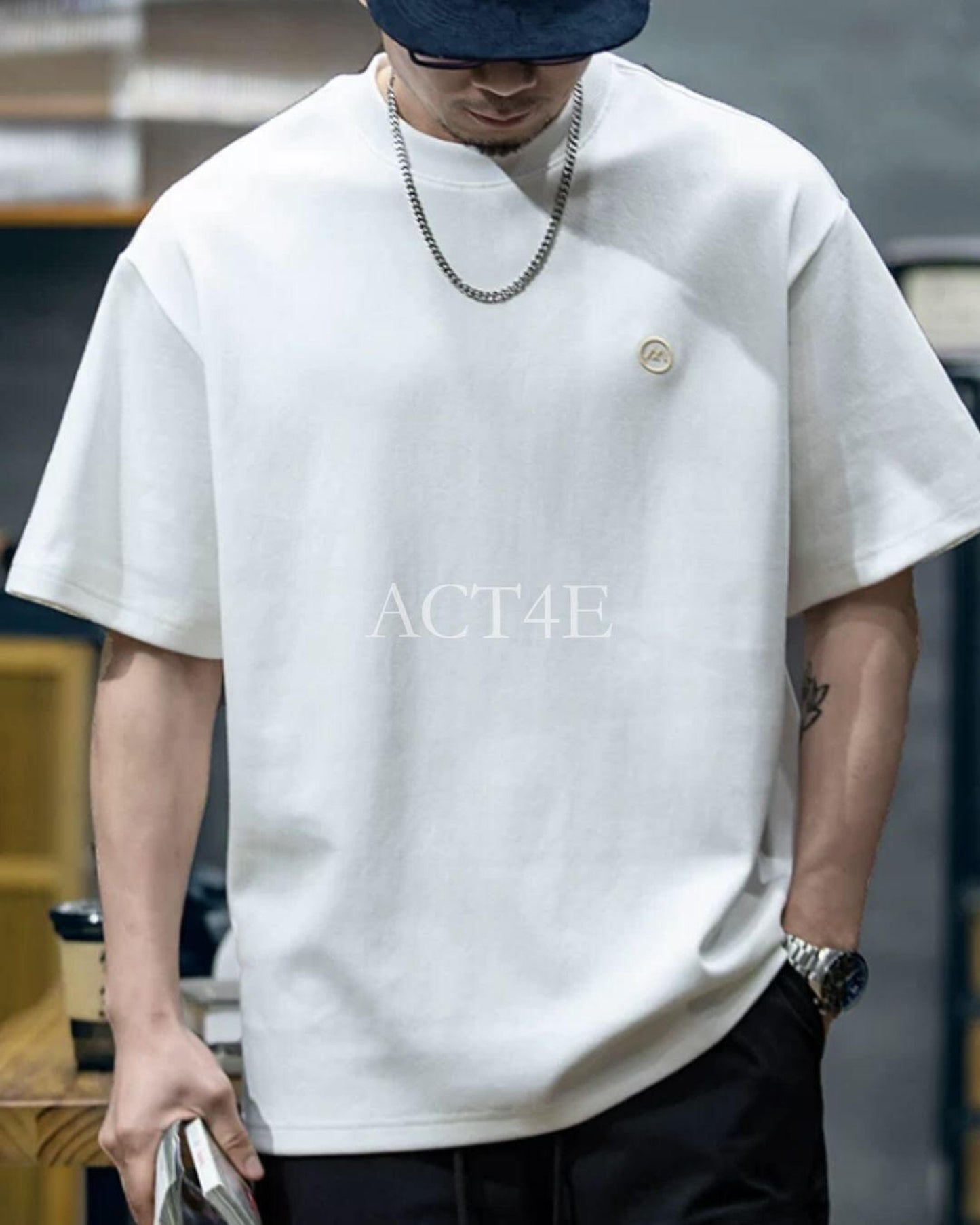 embroidered logo t-shirt 4color 【ACT0027】
