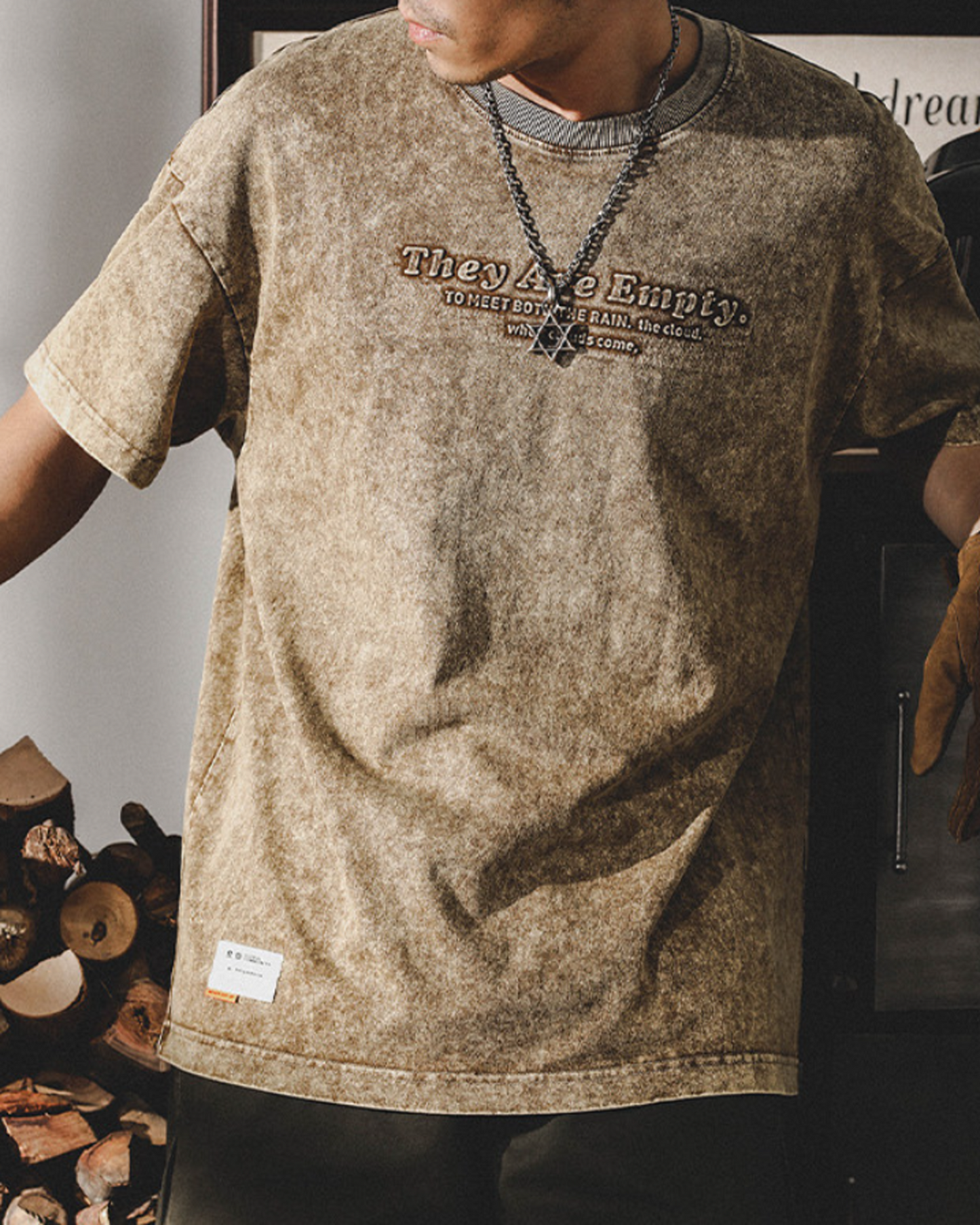 heavy weight embroidered logo short sleeve t-shirt 2color 【ACT0163】