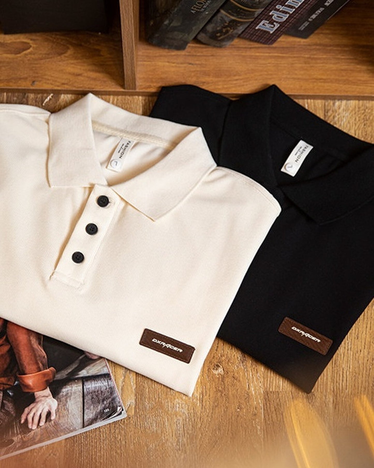 Patch Polo Loose Short -Sleeve Casual T-Shirt 2color 【ACT0075】