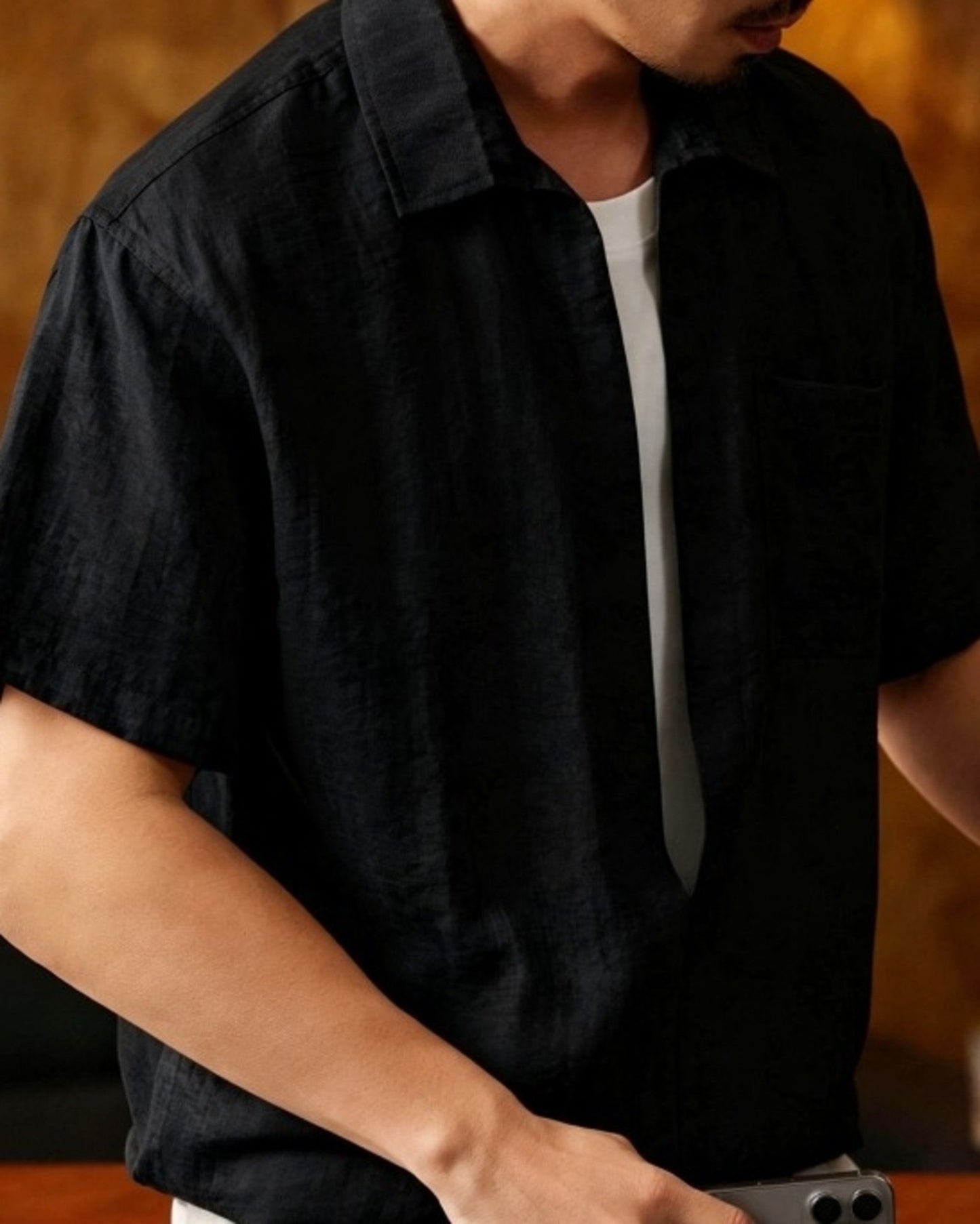 linen look loose short sleeve shirt 3color 【ACT0232】