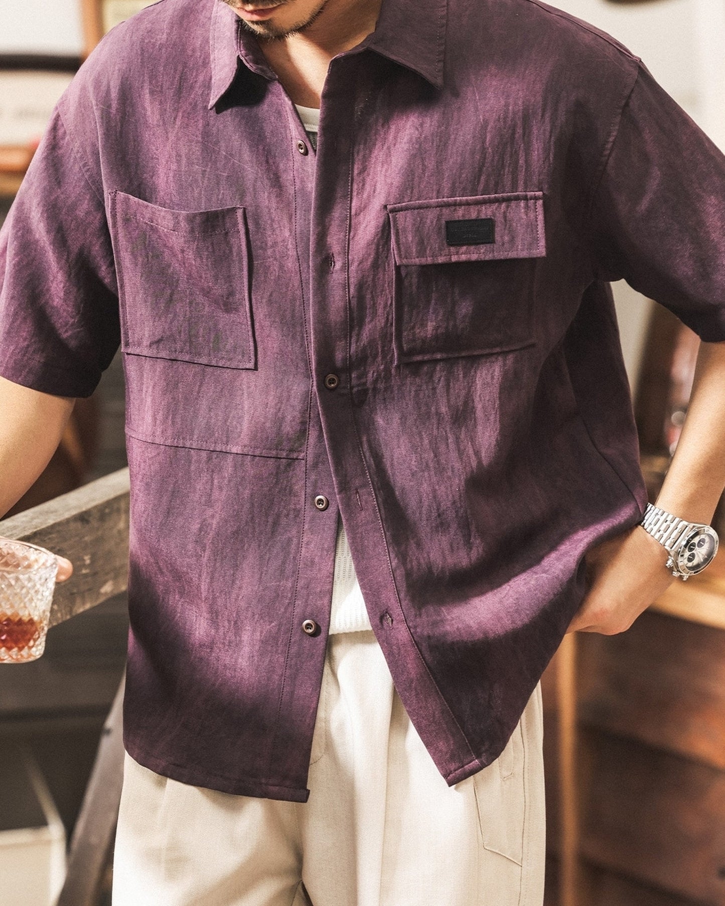 vintage wash short sleeve shirt 5color 【ACT0243】