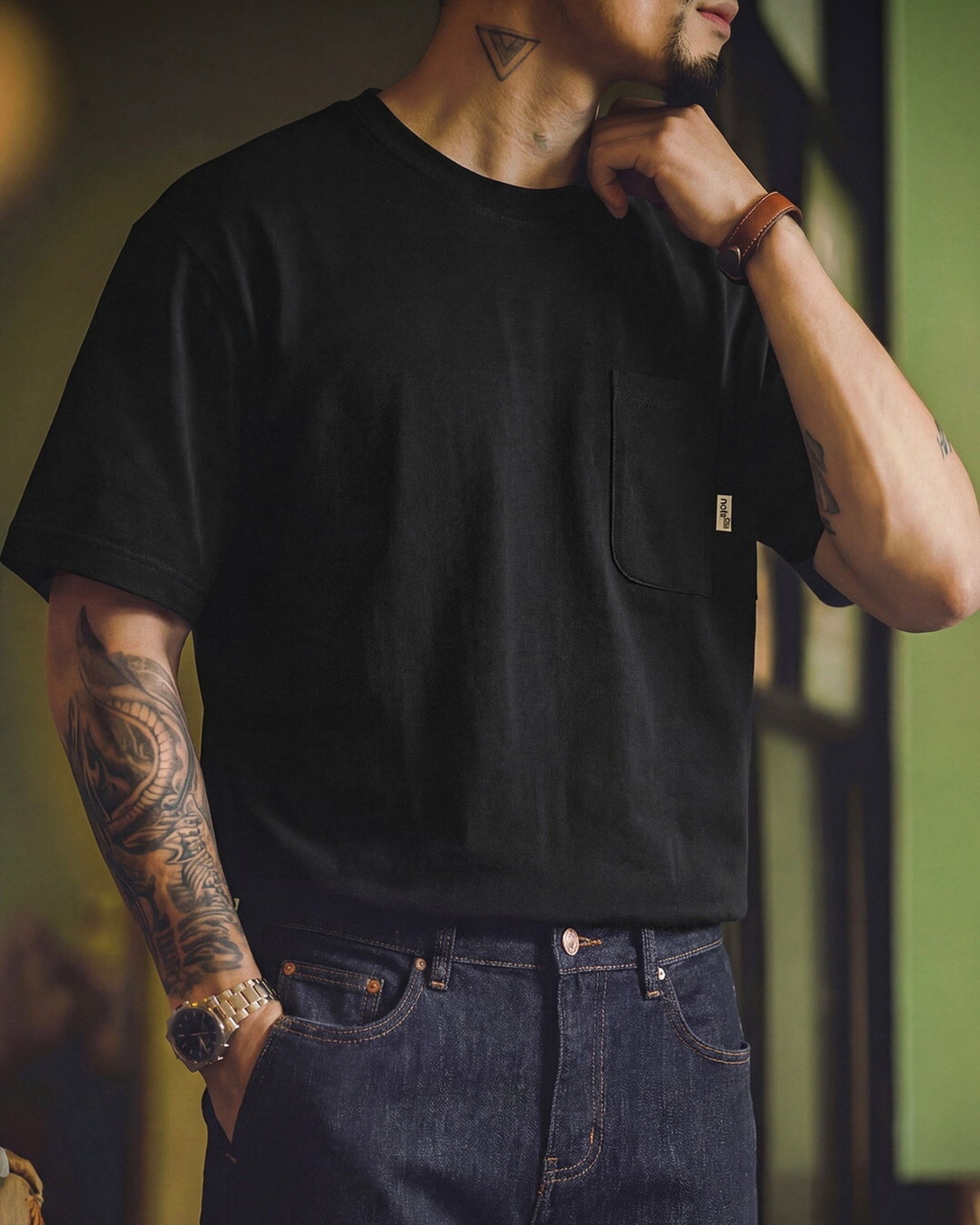 Relaxed Fit Heavyweight Cotton Pocket T-Shirt 2color 【ACT0110】