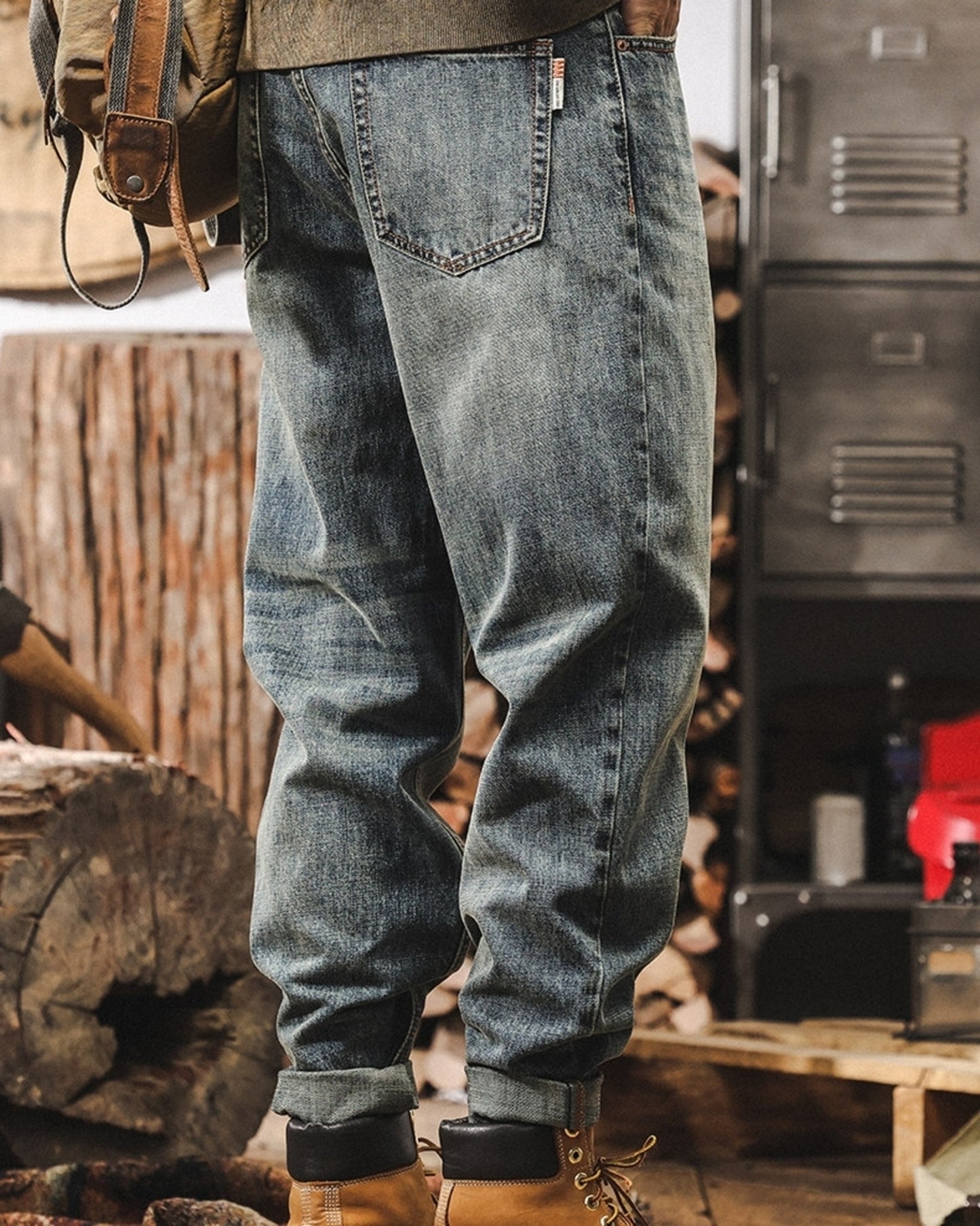 washed loose tapered denim pants 【ACT0175】