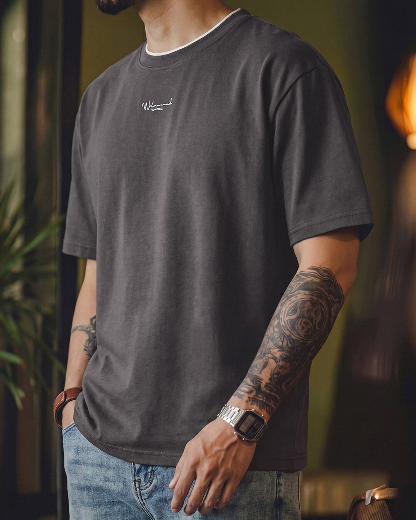 Letter-Embroidery Casual Loose Short-Sleeve T-Shirt 2color 【ACT0077】