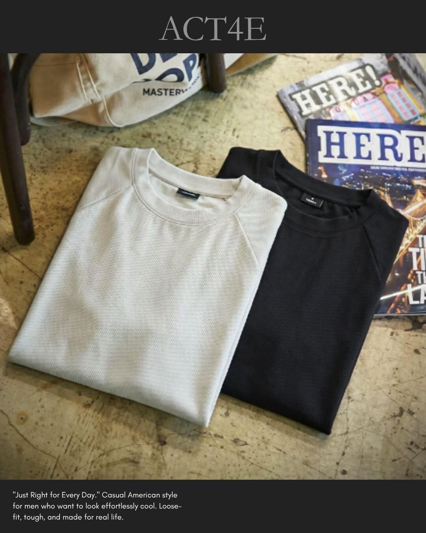 wide fit crew neck t-shirt 2color 【ACT0037】
