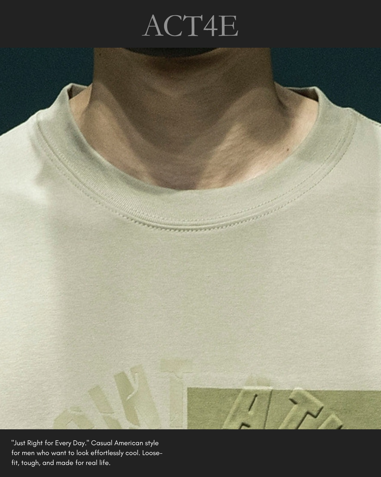 letter embossed short sleeve t-shirt 3color 【ACT0170】