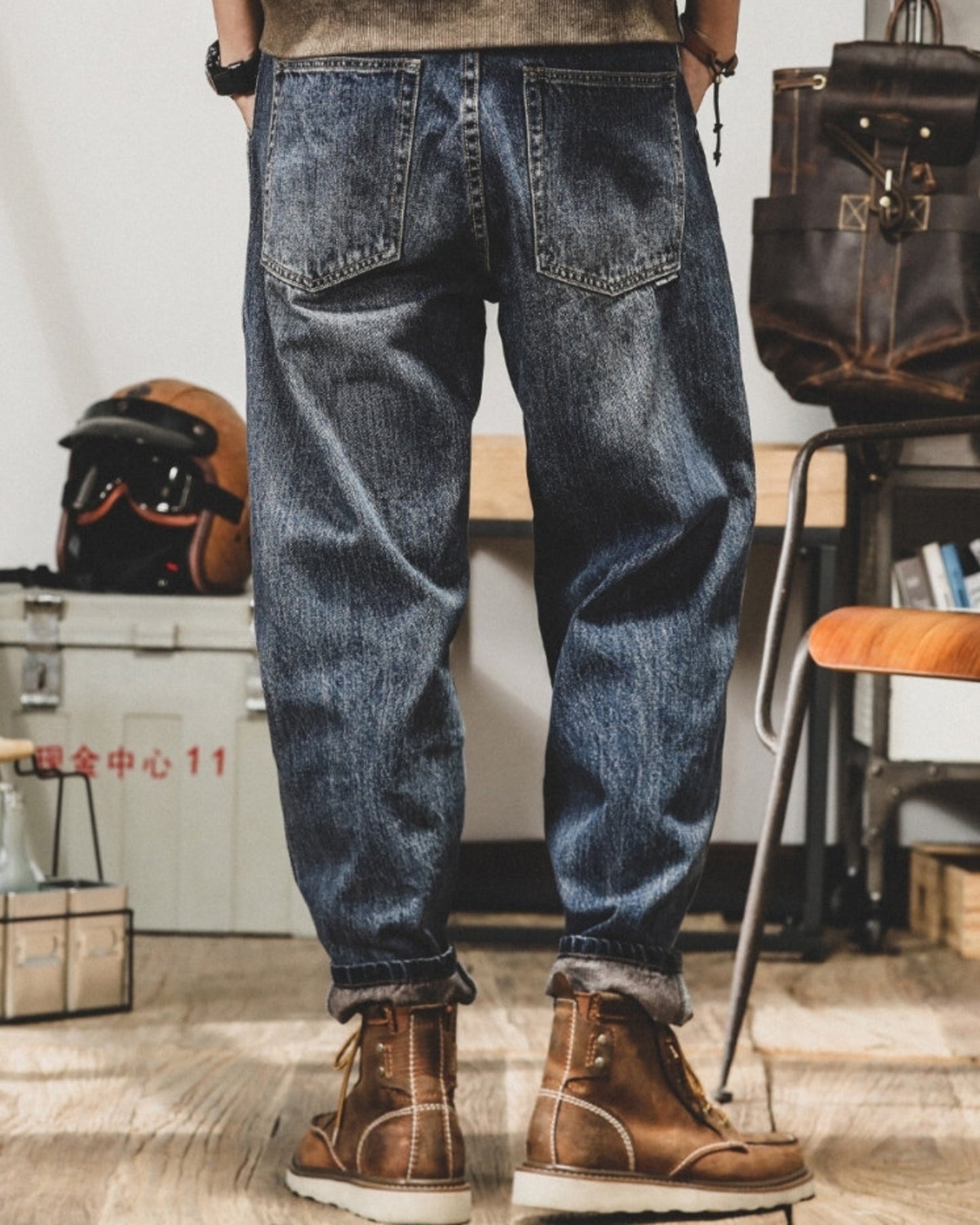 vintage wash loose wide denim pants 2colors 【ACT0219】