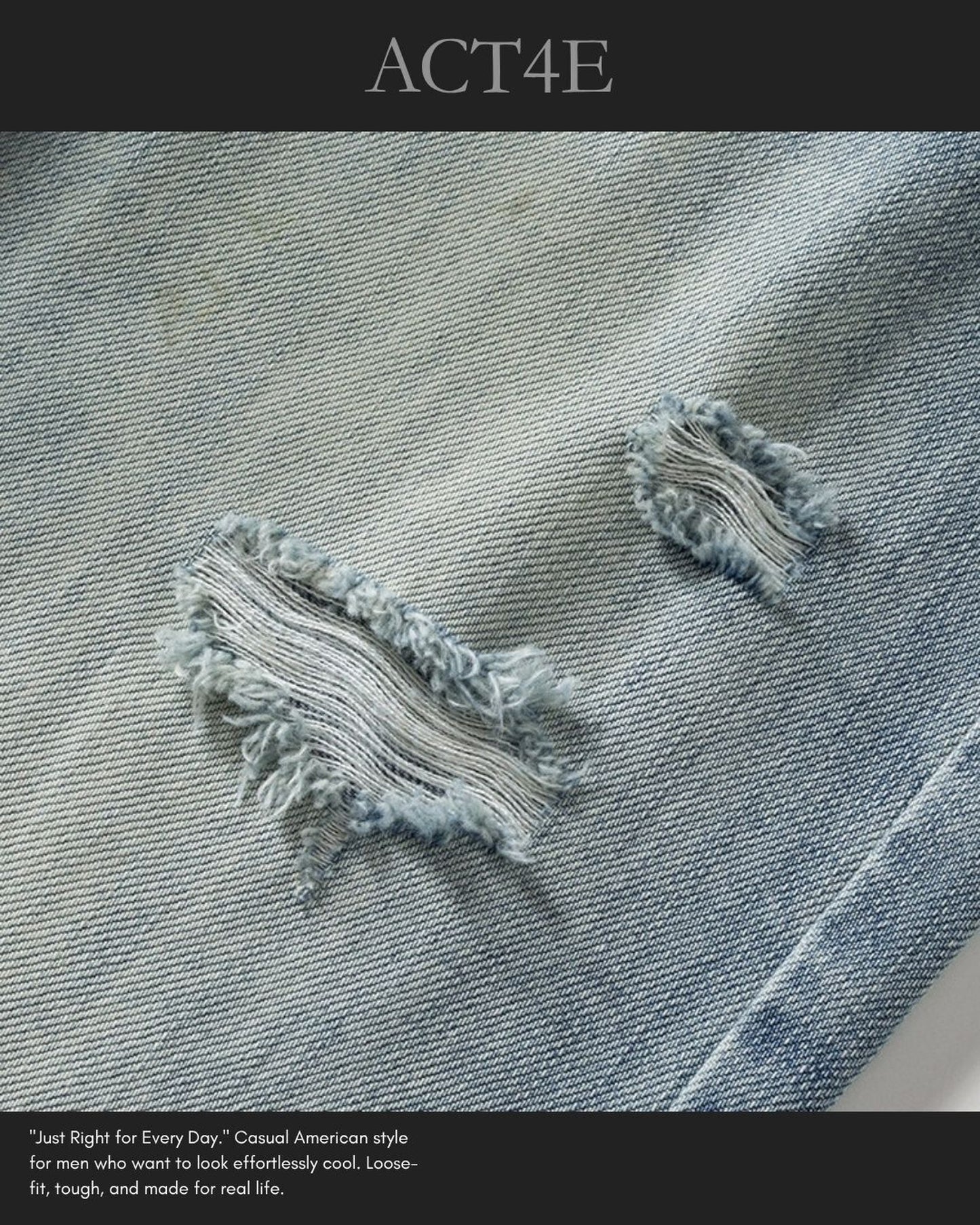 loose straight distressed denim pants 【ACT0187】