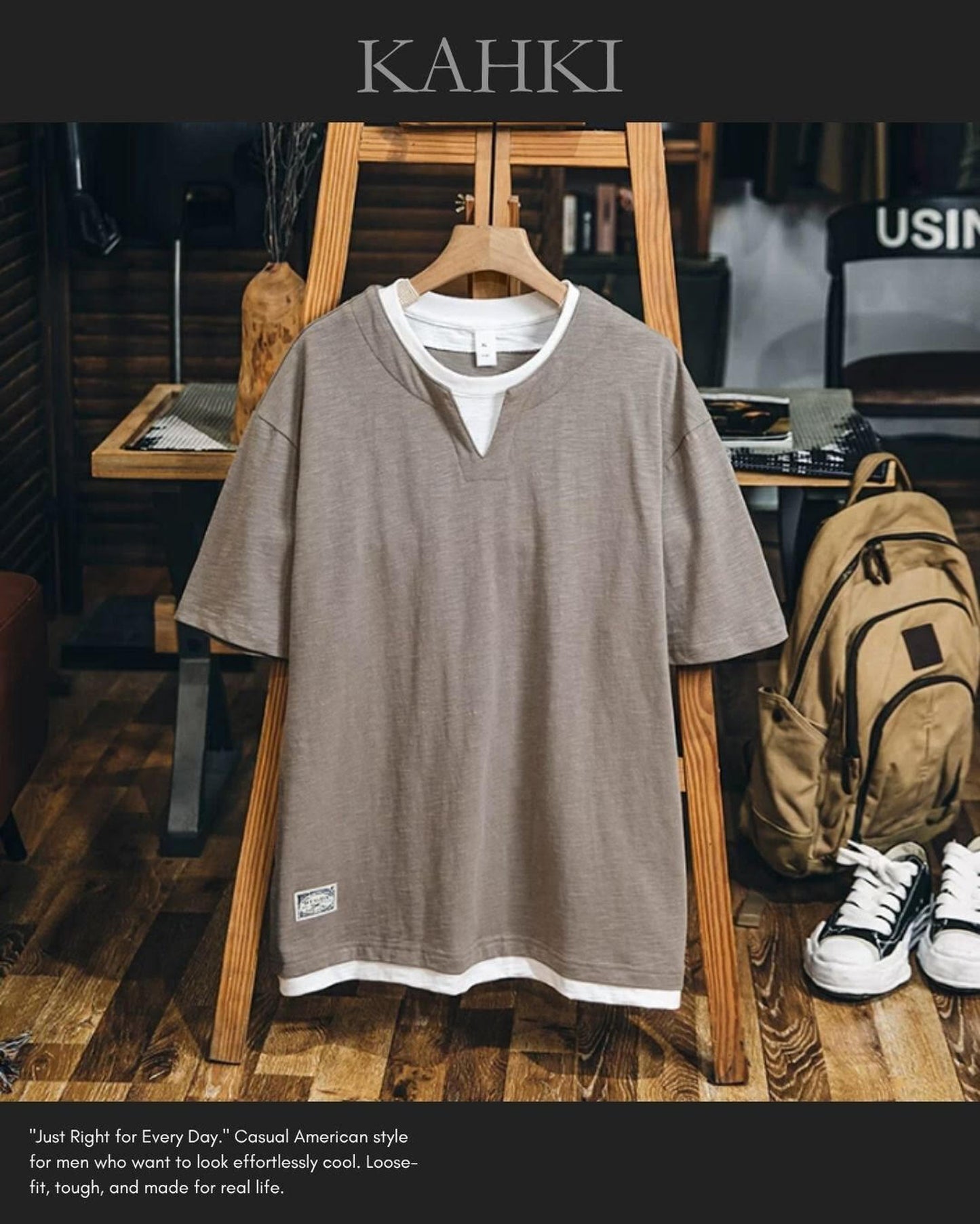 layered style short sleeve t-shirt 2color 【ACT0051】