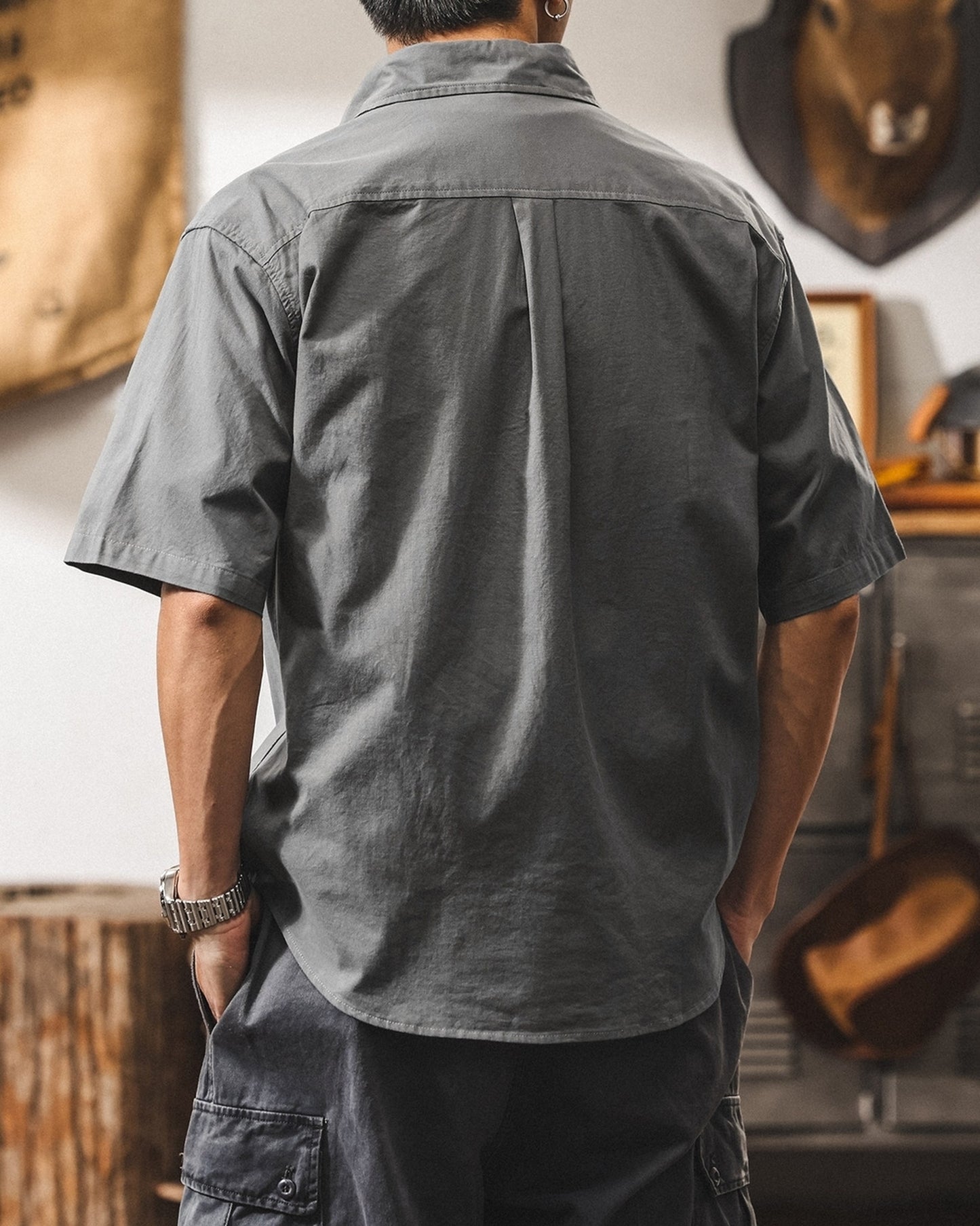 vintage casual short sleeve shirt 3color 【ACT0242】