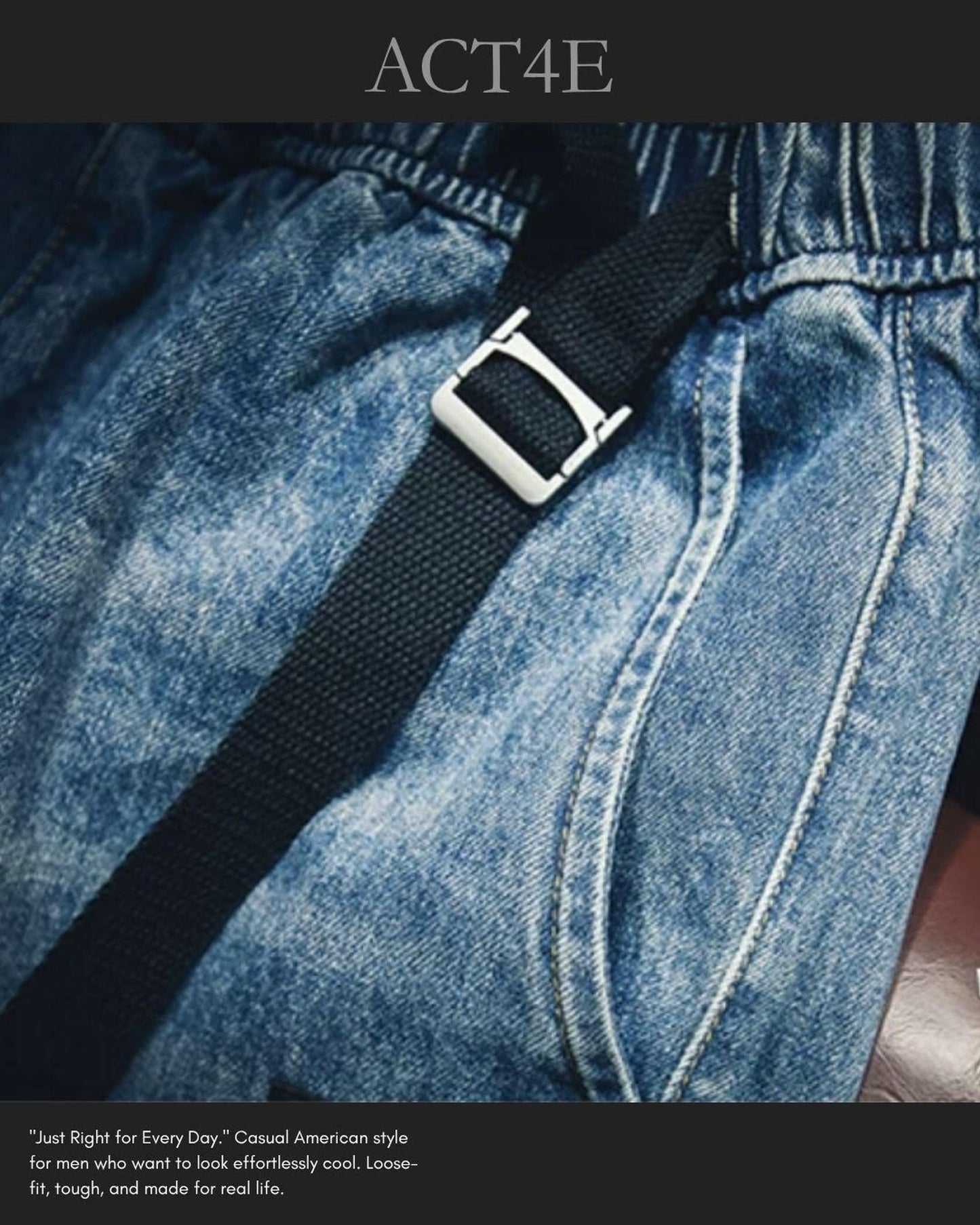 damage processed belted denim half pants 【ACT0005】