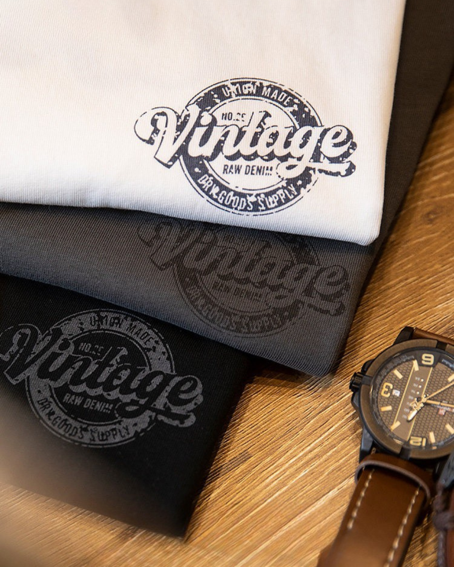Vintage style graphic printed cotton t-shirt 3color 【ACT0066】