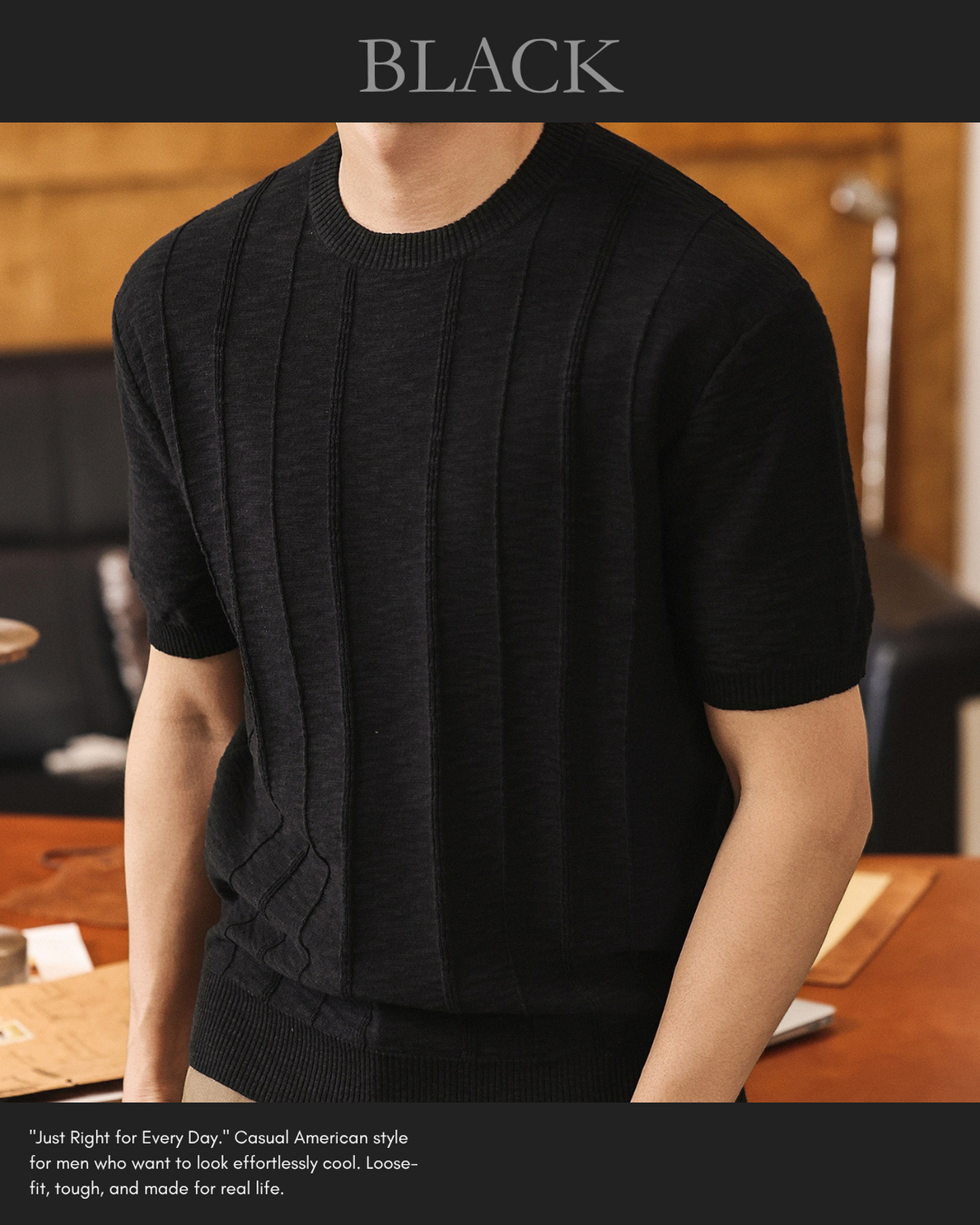 vertical stripe linen blend knit 4color 【ACT0168】