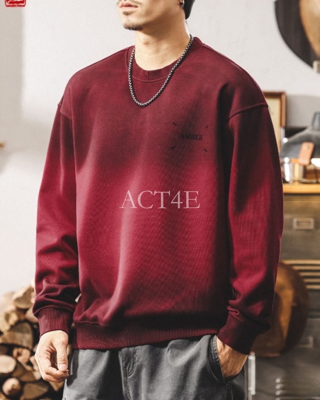 【S-4XL】relaxed fit chest print sweatshirt 【ACT0263】