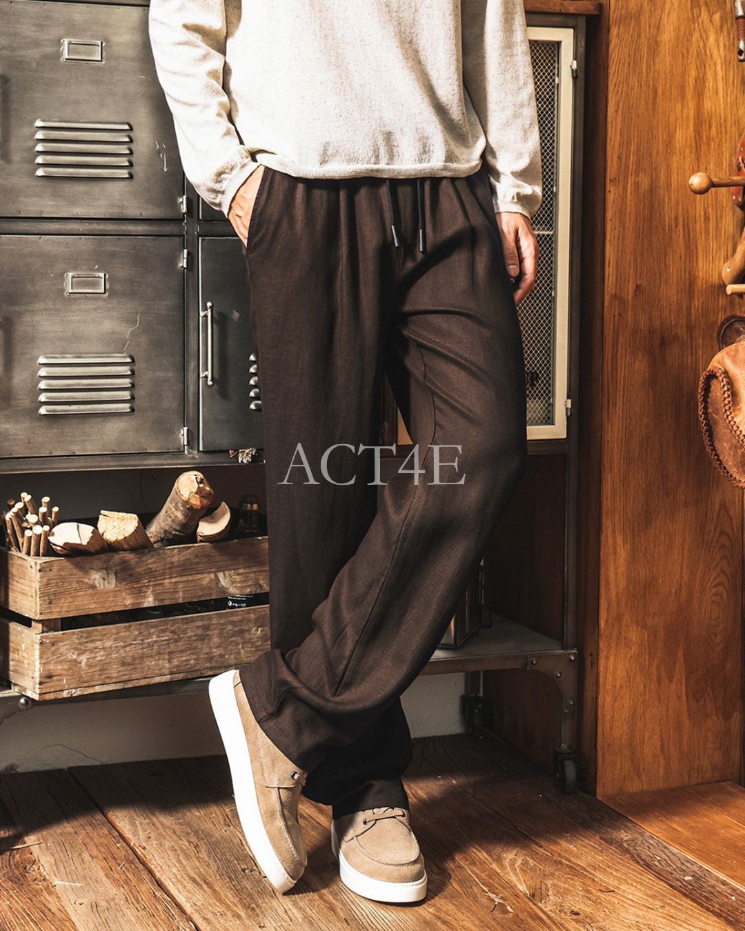 【M-3XL】relaxed fit linen blend trousers 【ACT0271】