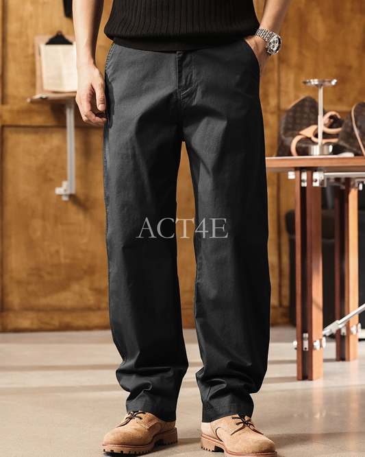 【28-38】straight fit casual cotton pants 【ACT0254】