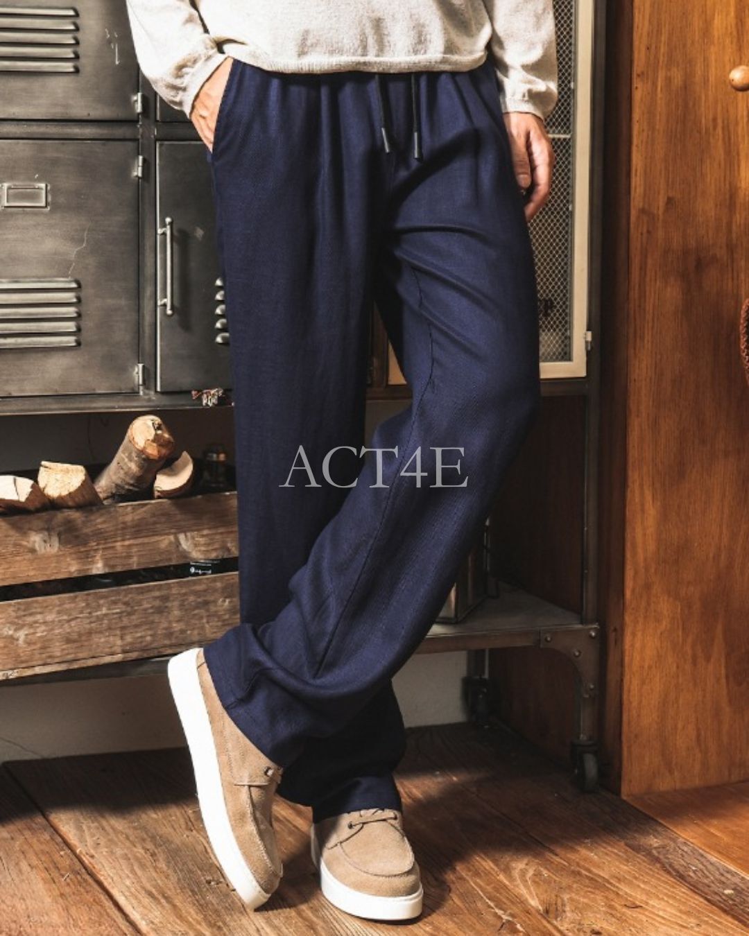 【M-3XL】relaxed fit linen blend trousers 【ACT0271】