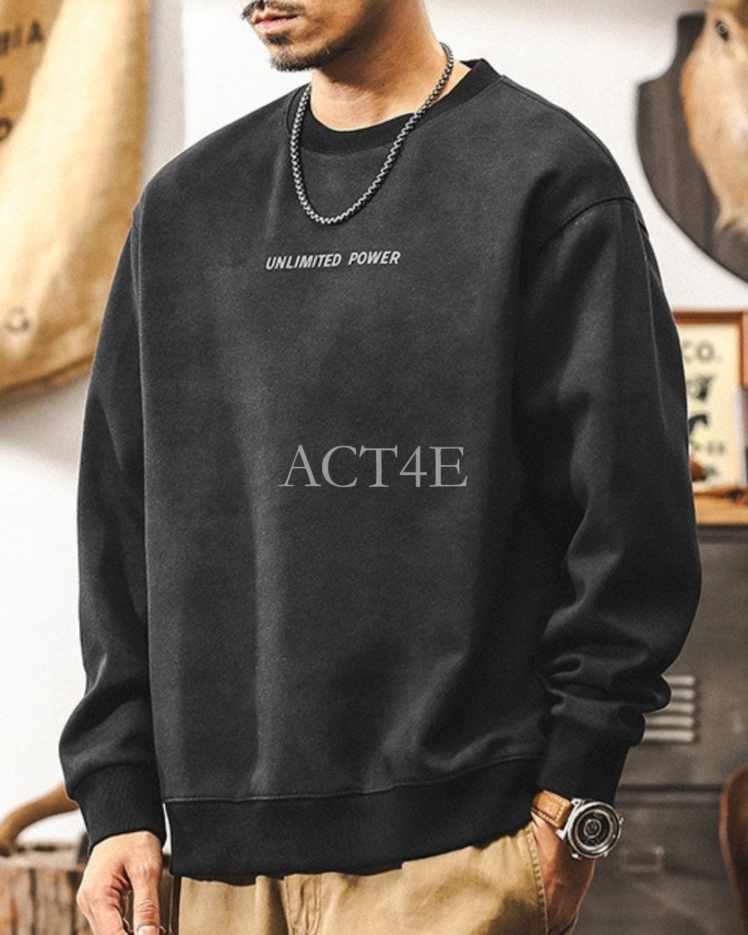【S-4XL】minimalist front logo loose sweatshirt 【ACT0258】