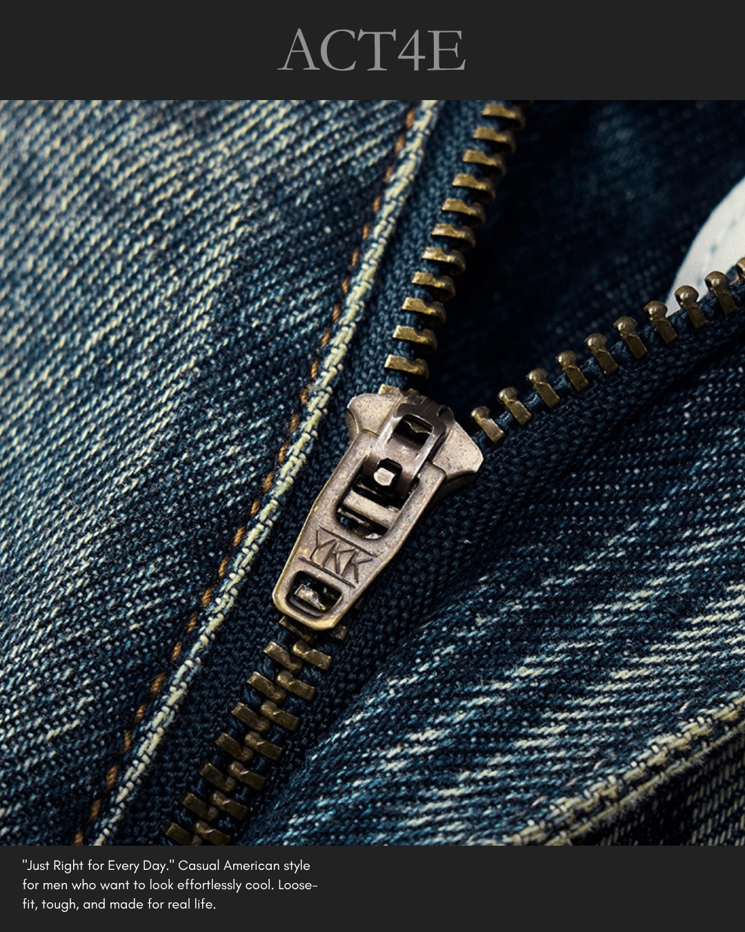 【S-4XL】loose fit vintage washed denim pants 【ACT0273】